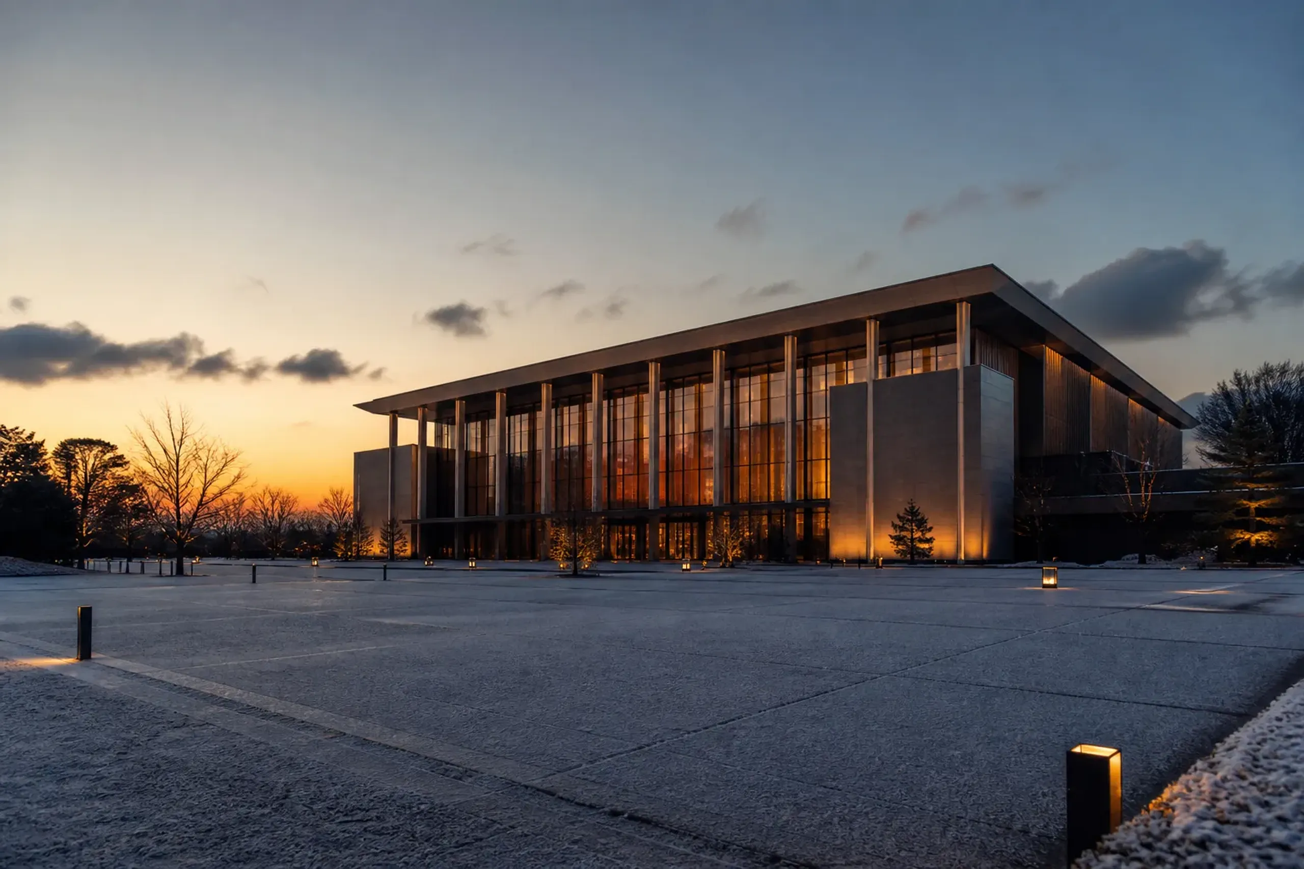 Ishikawa Ongakudo concert hall exterior in Kanazawa with empty plaza