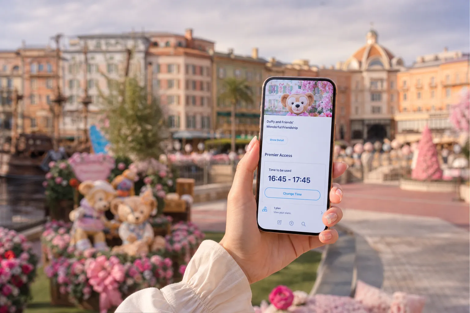 Guest using the Tokyo Disney Resort App to purchase Disney Premier Access