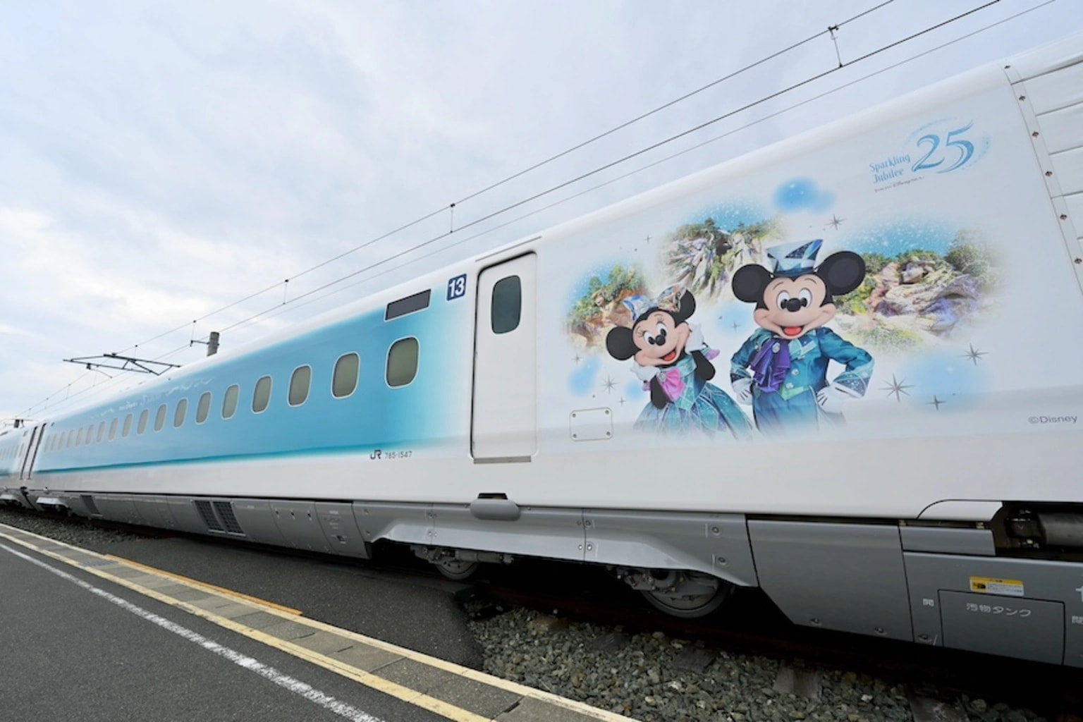 Tokaido Shinkansen bullet train at a station platform in Japan
