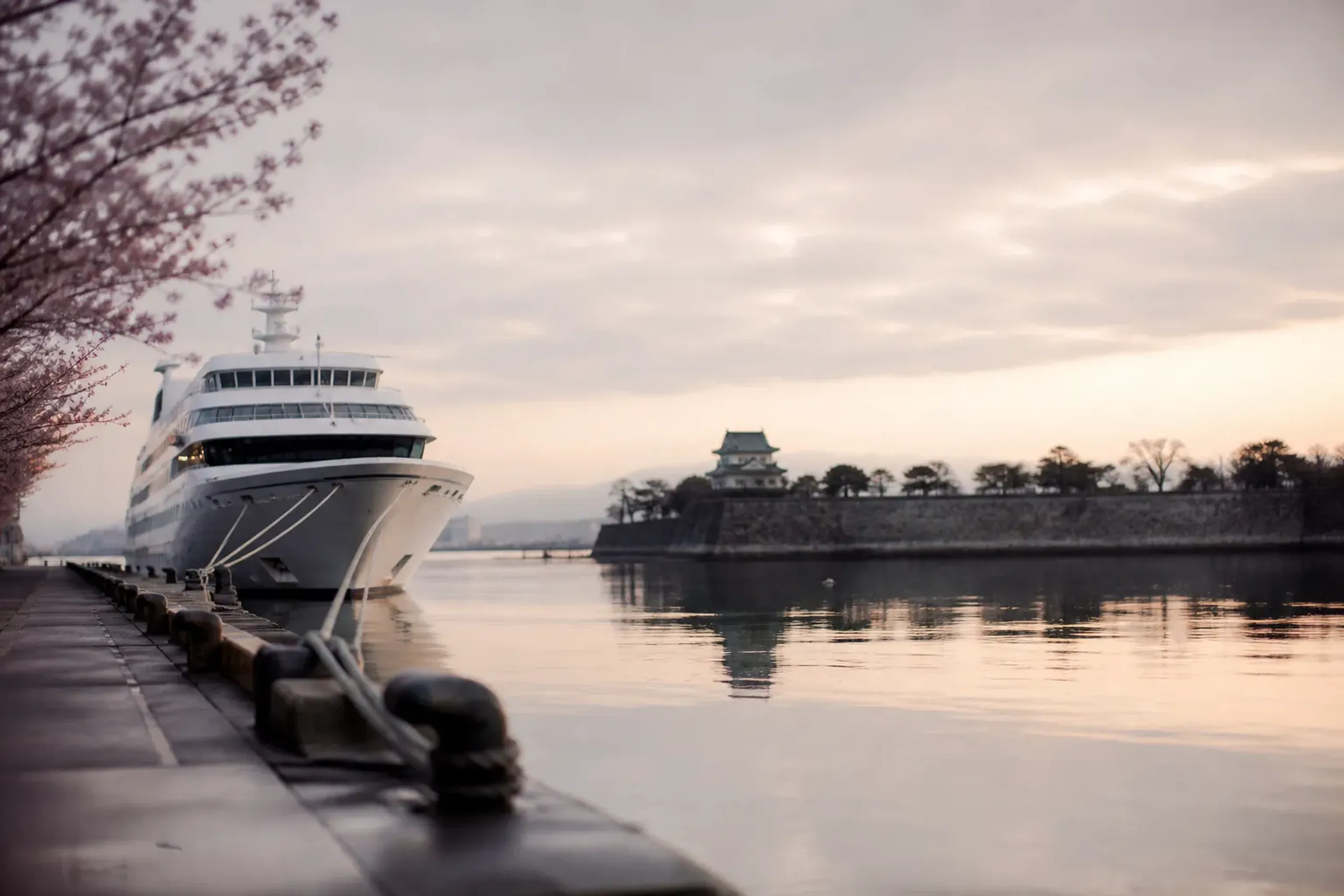 The cruise berth is at Sunport Takamatsu, in the Tamamo