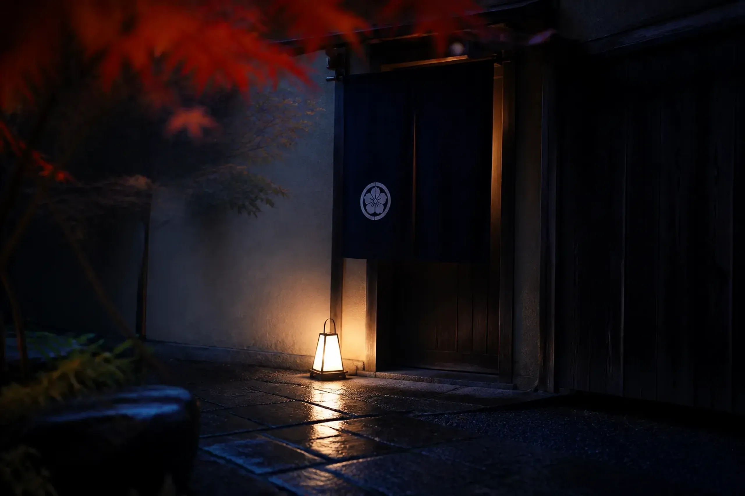 The quiet, understated entrance to a high-end Kyoto property
