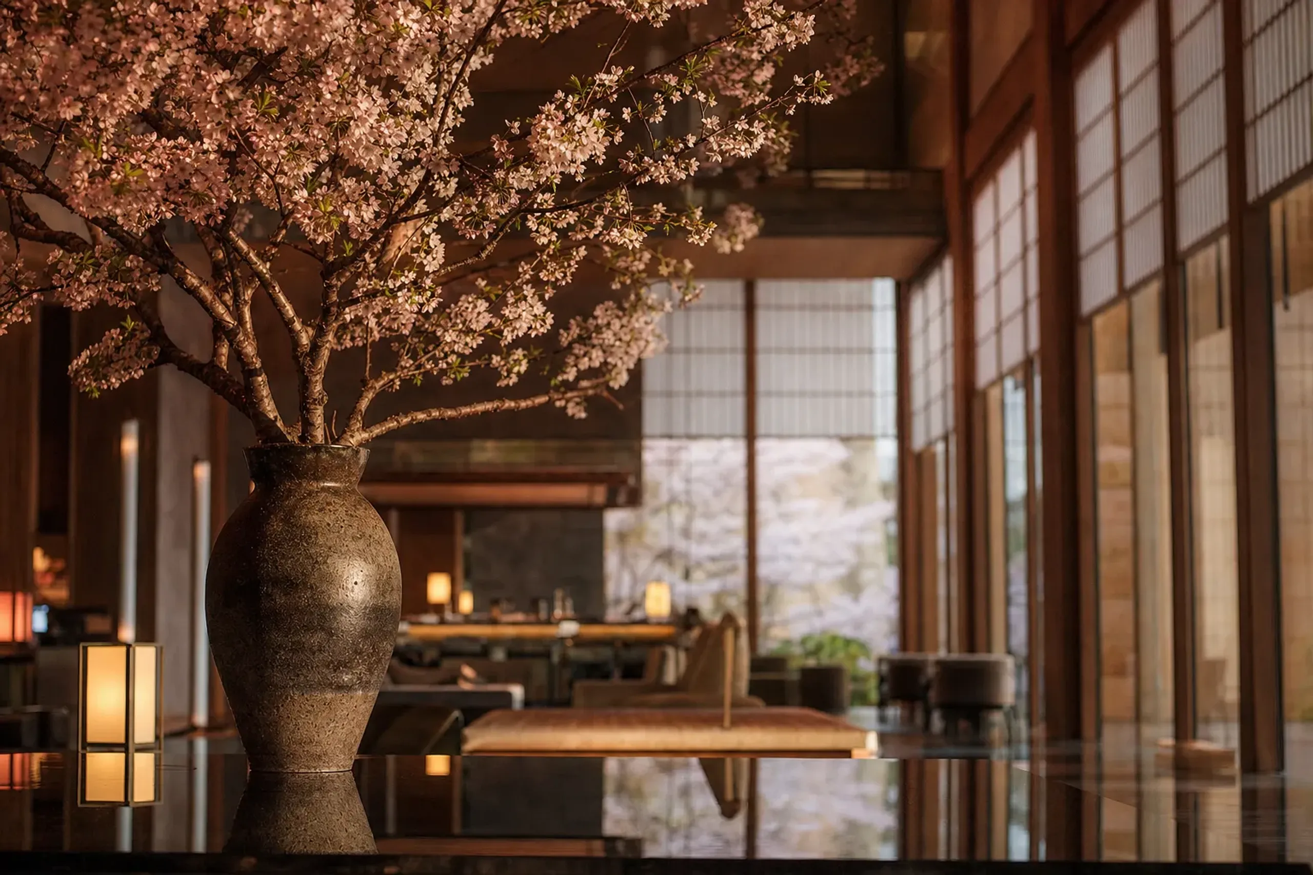 White shoji screens in the upper reaches of Aman Tokyo filter the daylight