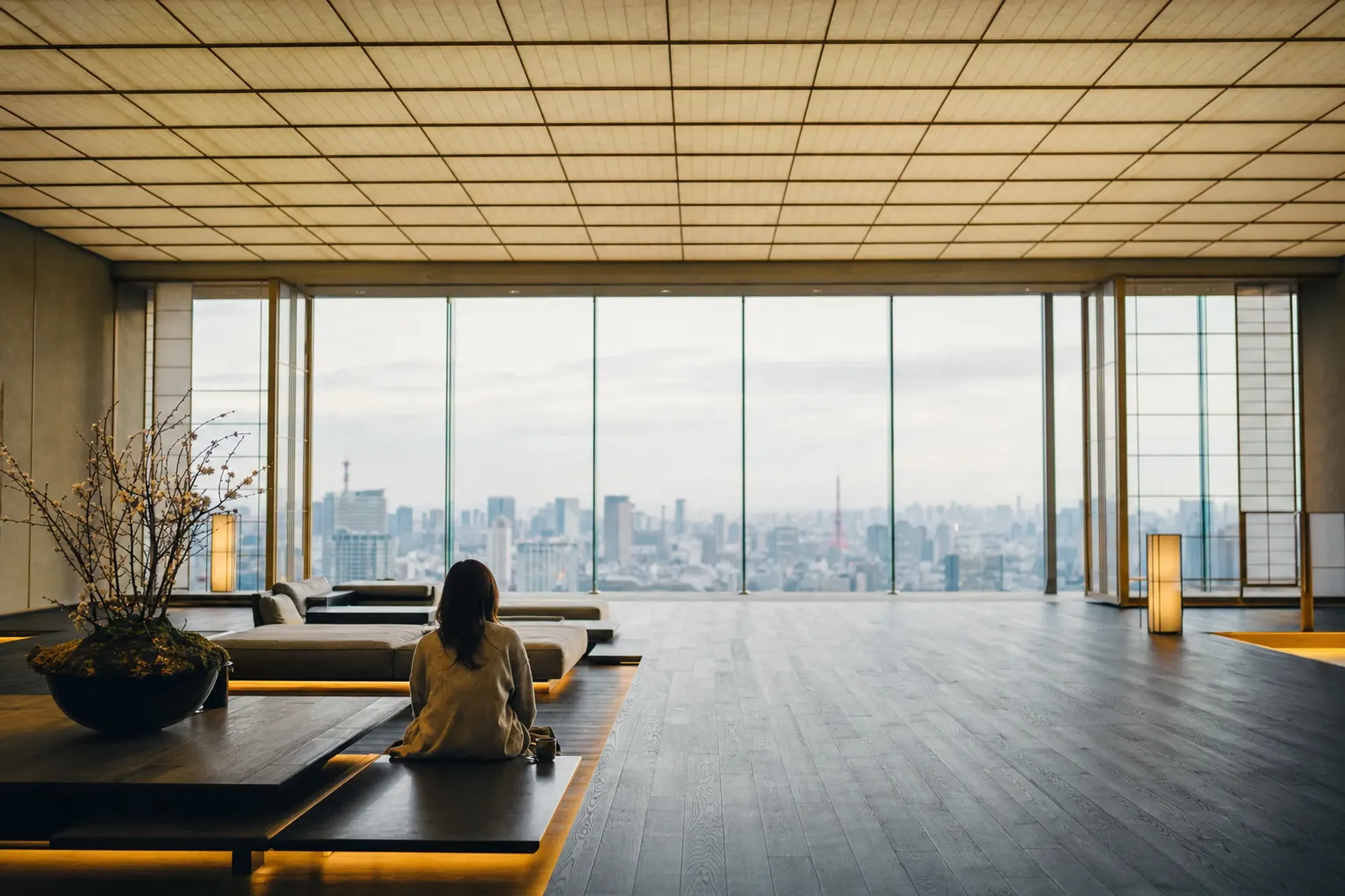 Dining at Aman Tokyo extends the hotel's design language, including Edomae sushi at Musashi by Aman