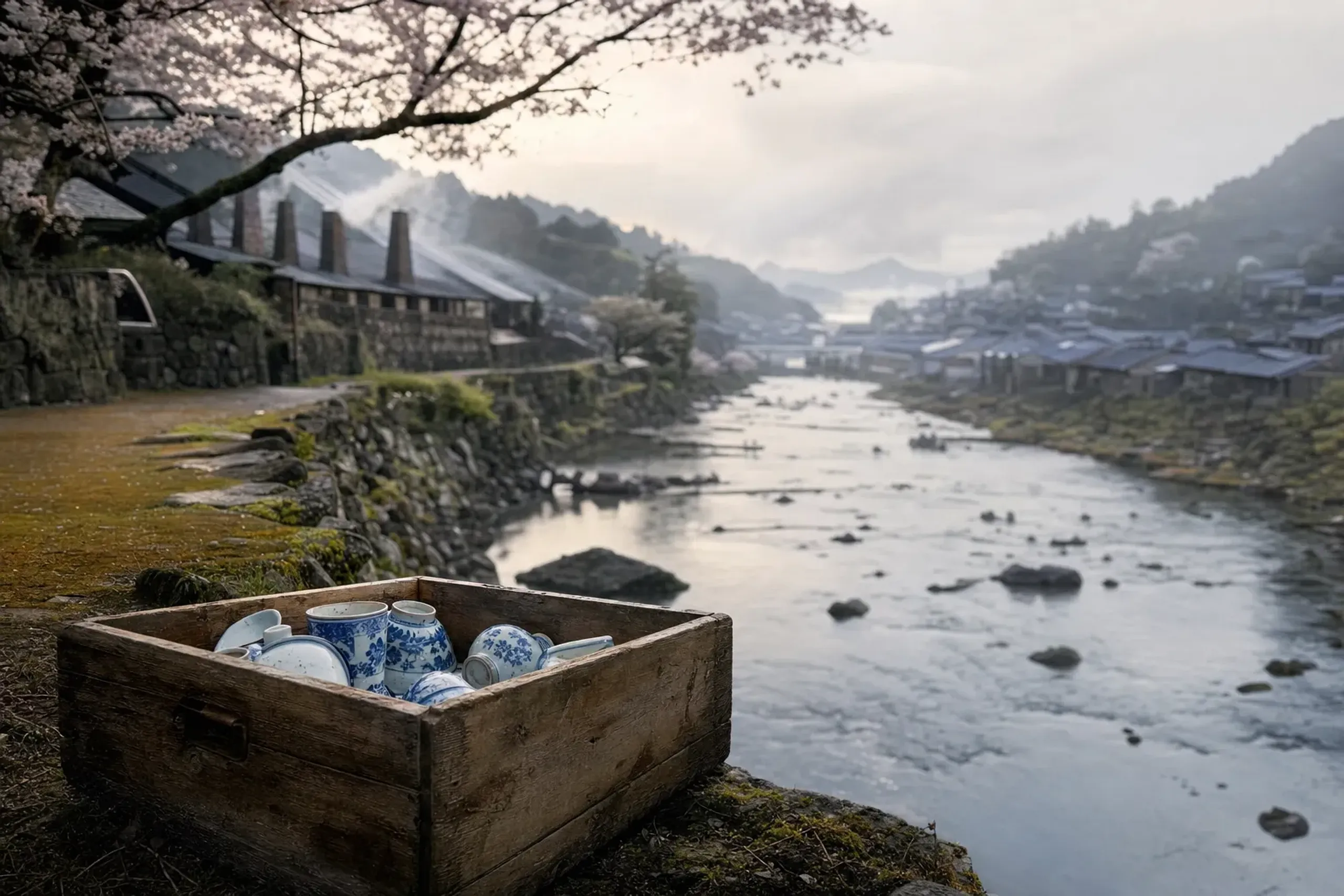 Think of Imari as the mouth of the river. Arita