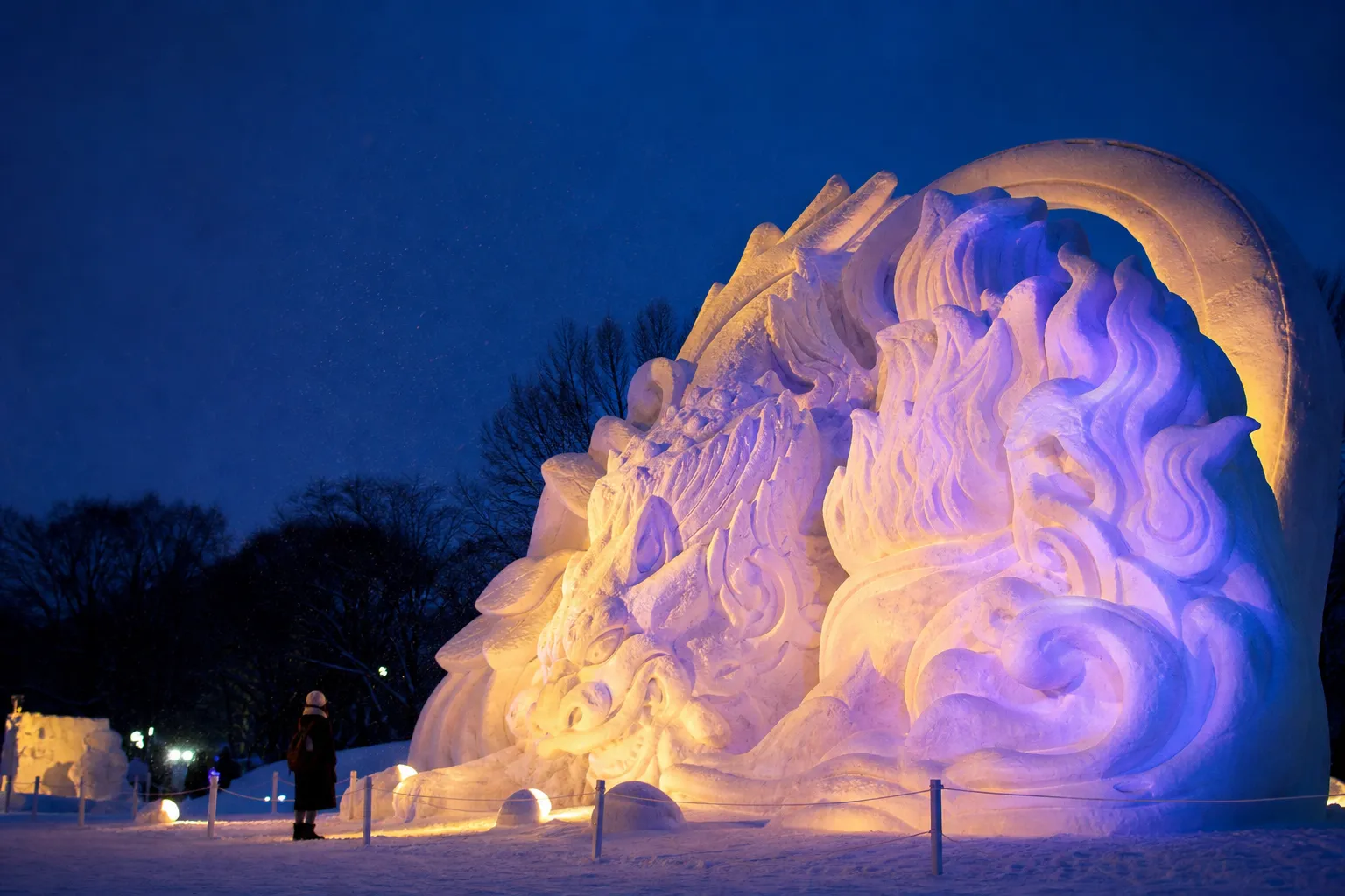 Illuminated snow sculptures at the Asahikawa Winter Festival in February