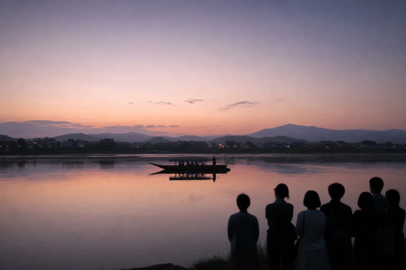 Uji River at dusk in Kyoto Prefecture, a setting for summer ukai with a quieter, compact feel