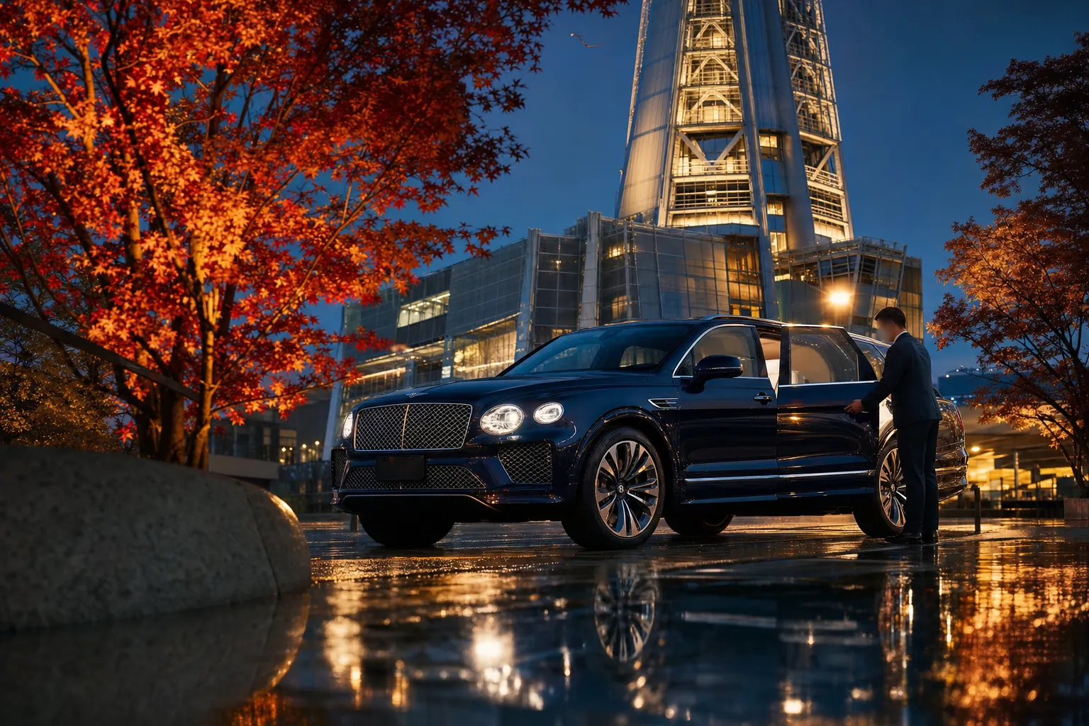 Bentley Bentayga EWB Azure, JAPAN ROYAL SERVICE, Osaka, Kyoto, Luxury Car Rental, Chauffeur Service, English-speaking Chauffeur, Luxury SUV, VIP Transport, Executive Travel, Spacious, Comfort, Prestige, British Craftsmanship, Urban Travel, Kansai, 2023 Model