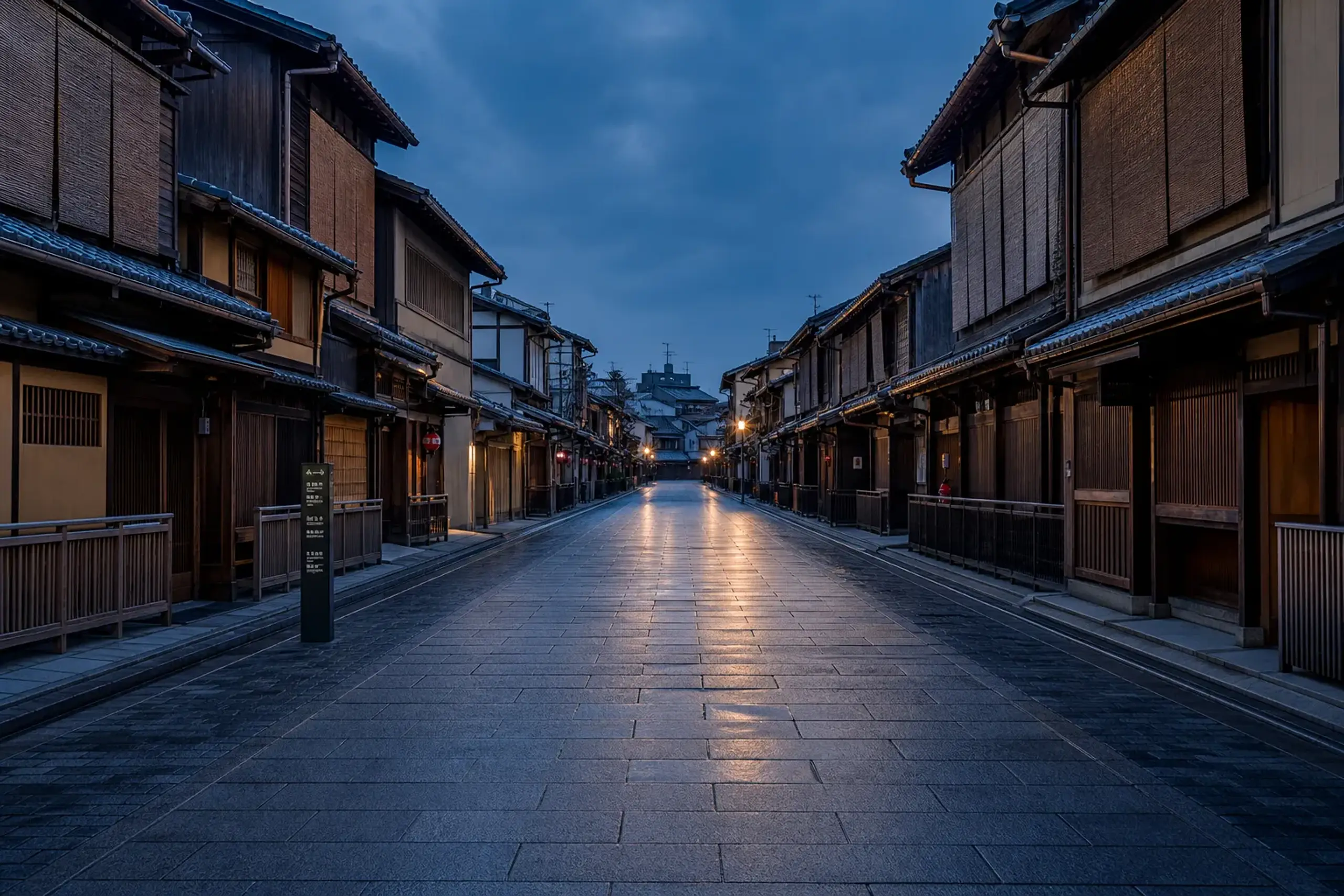 Empty Kyoto street at dawn illustrating low-visibility travel timing in 2026
