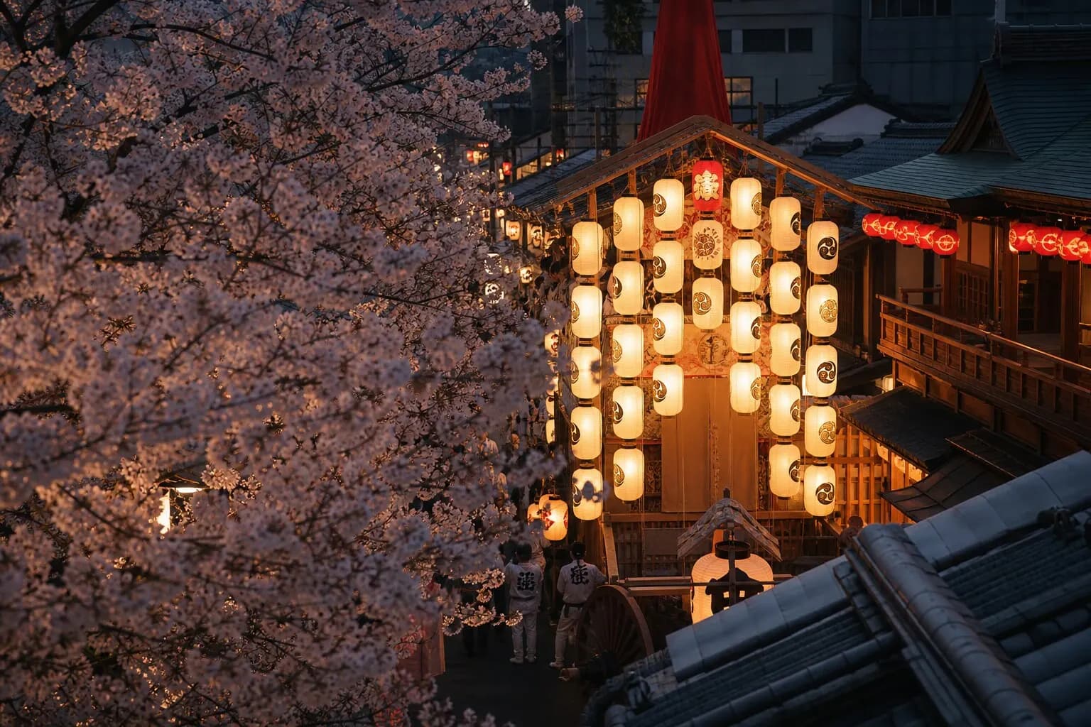 Lantern-lit Kyoto street during Gion Matsuri in July