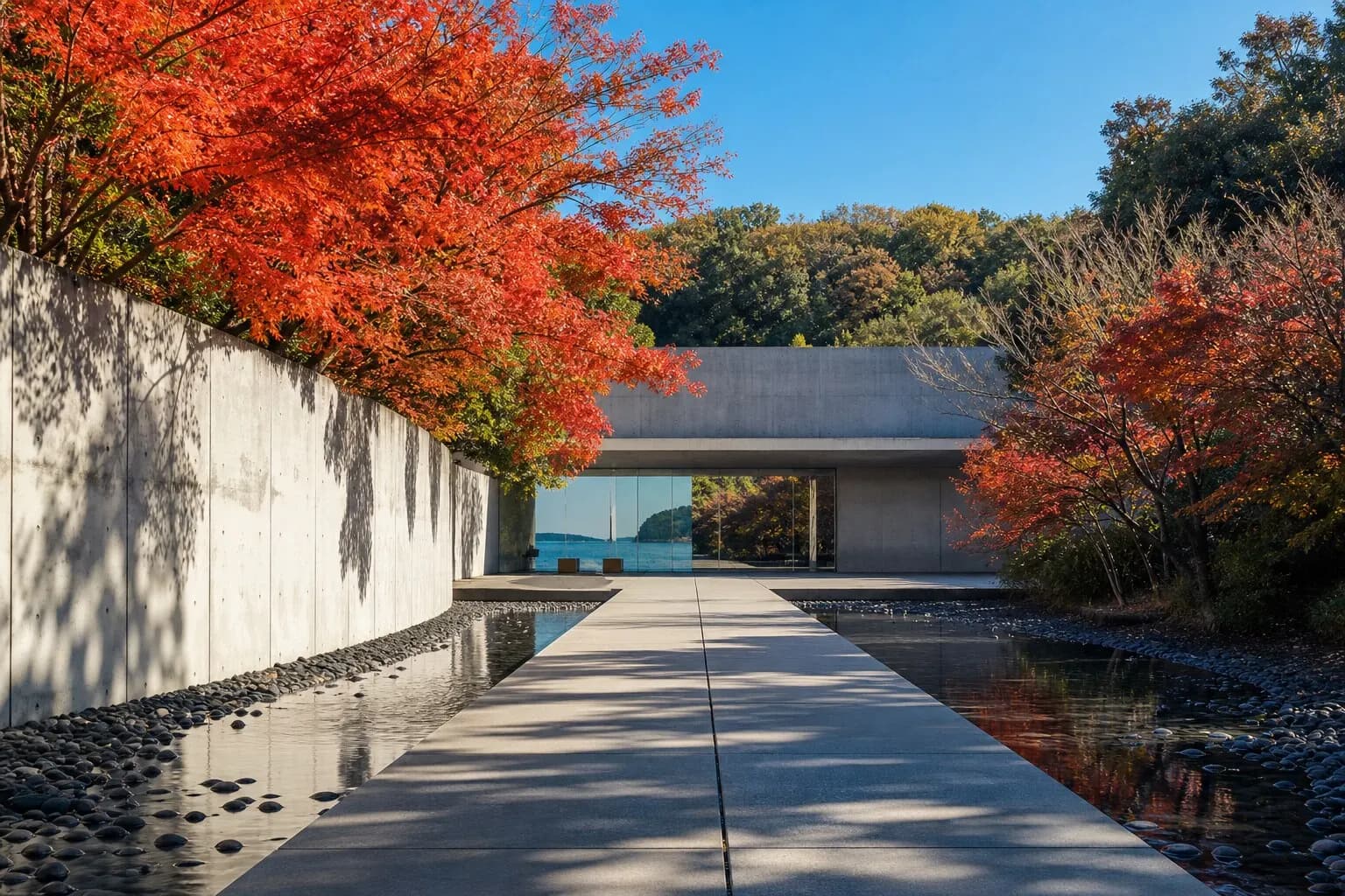 Modern art museum architecture on Naoshima in the Seto Inland Sea