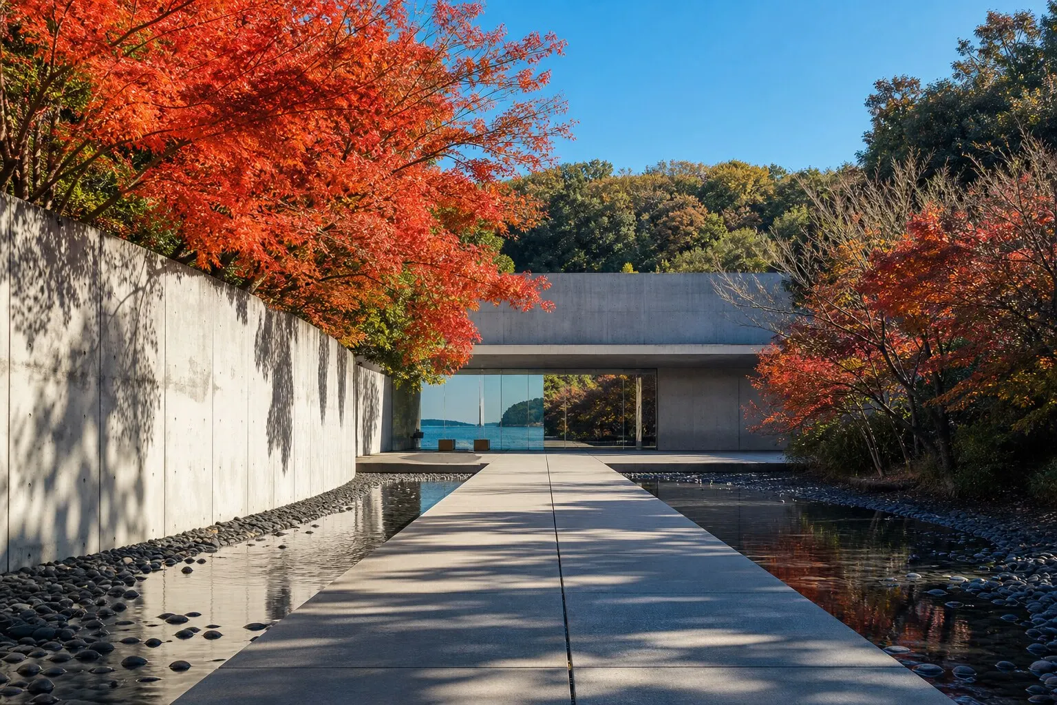 Modern art museum architecture on Naoshima in the Seto Inland Sea