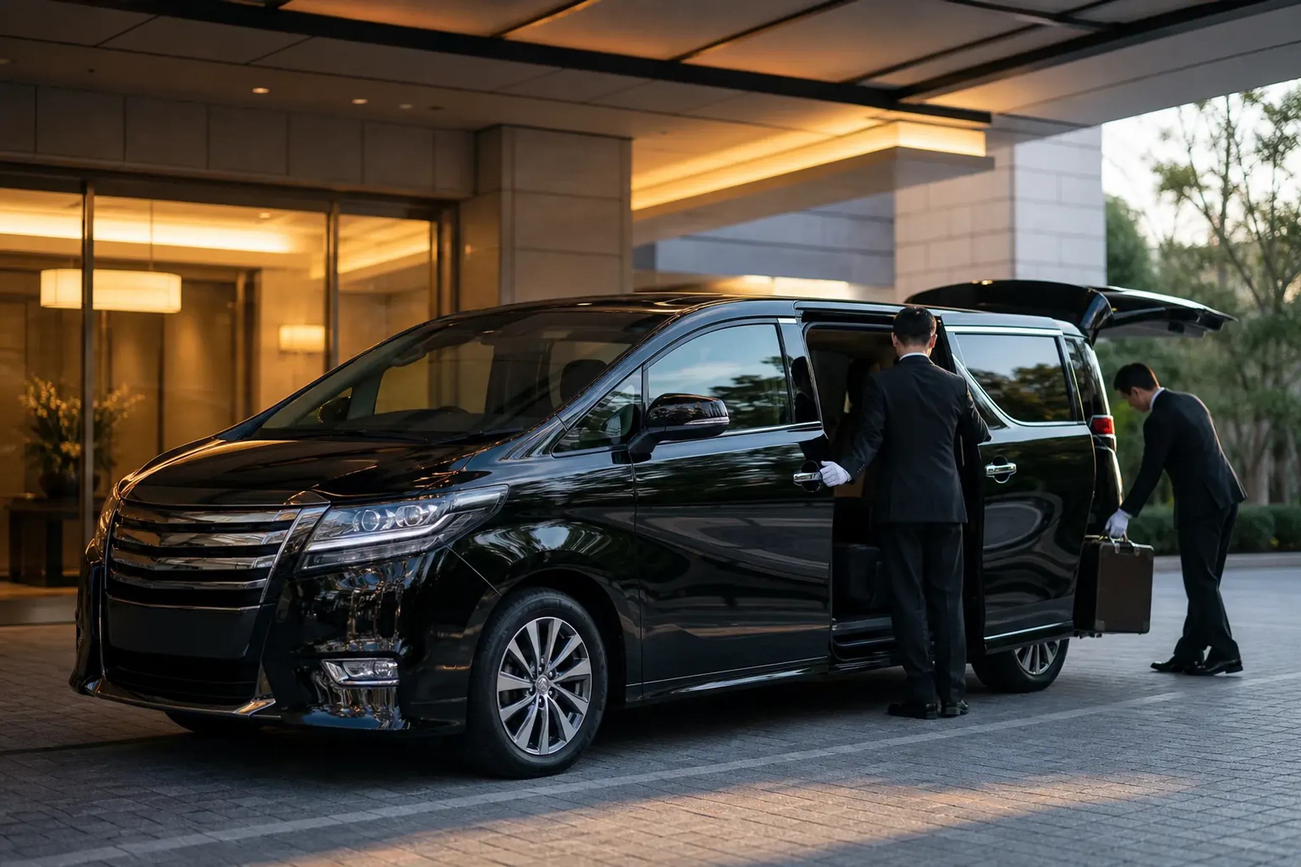 Luxury chauffeured minivan transfer in Tokyo for discreet theme-park travel