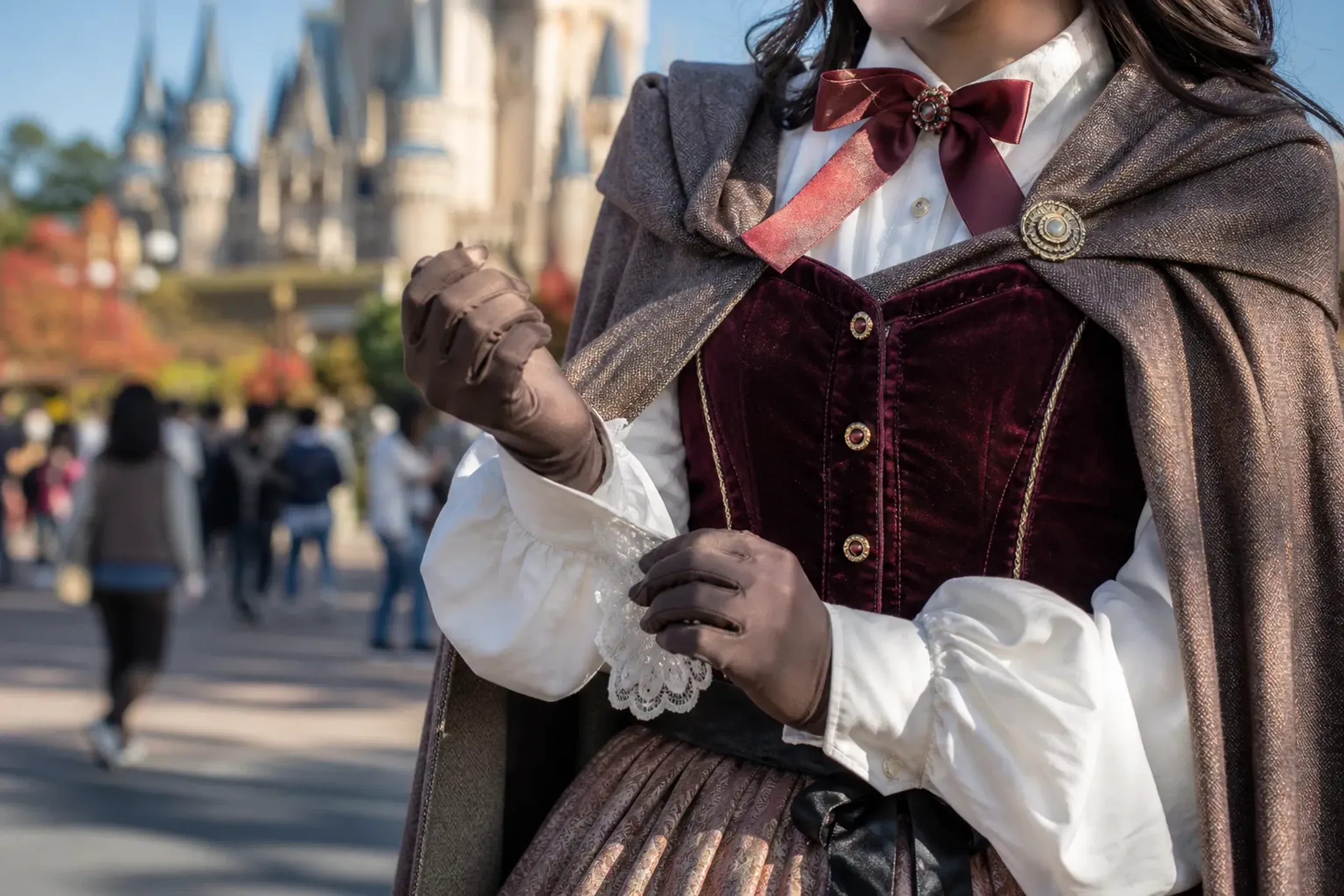 Layered autumn outfit details that suggest a more comfortable window for elaborate costumes in Tokyo