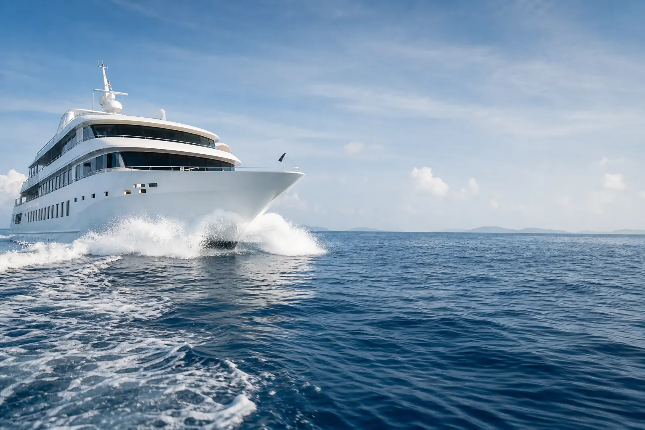the high-speed Queen Zamami ferry cutting across the open sea between Naha's Tomari Port and the Kerama Islands, spray fanning off its hull