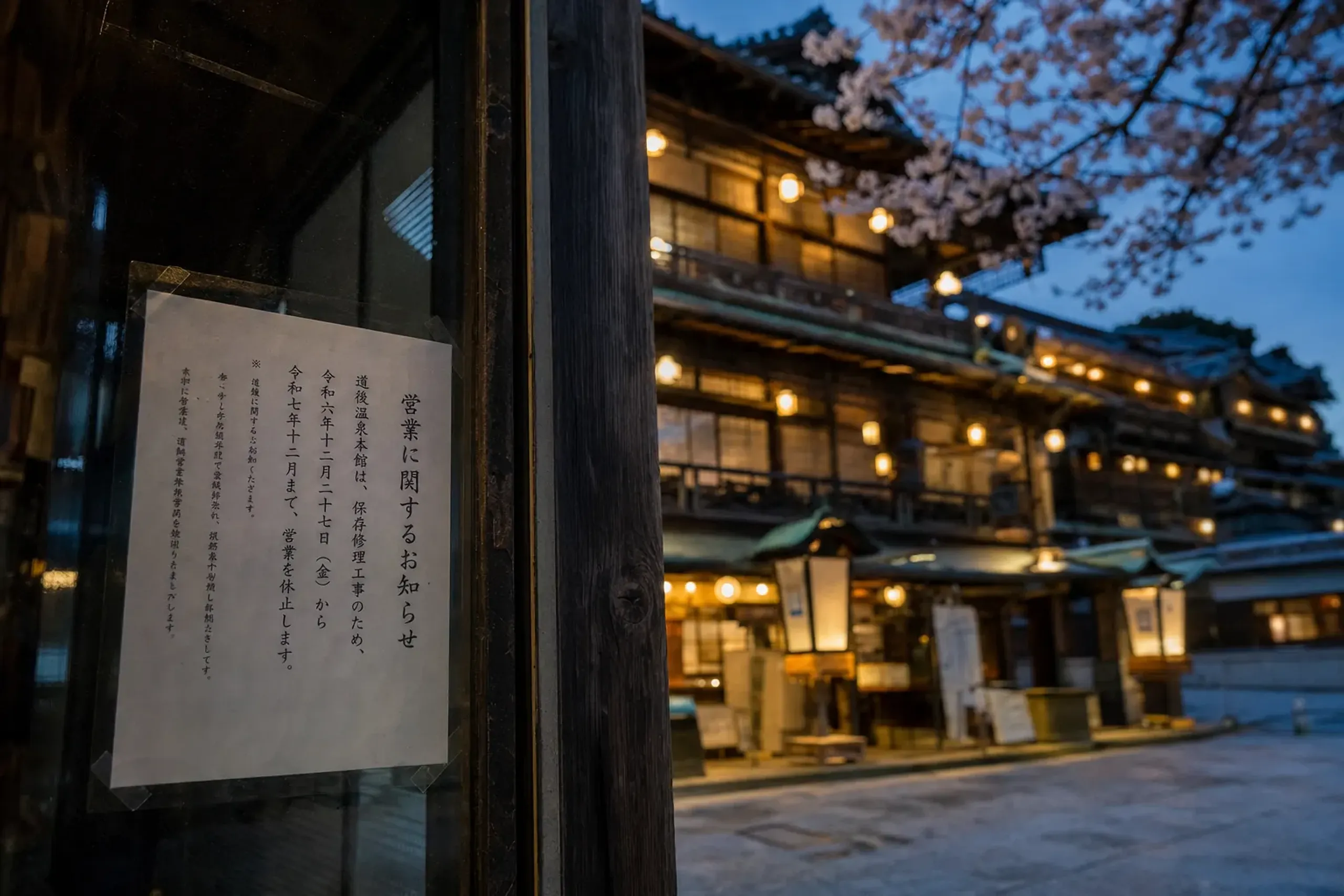 The official Dōgo Onsen site also published a notice for