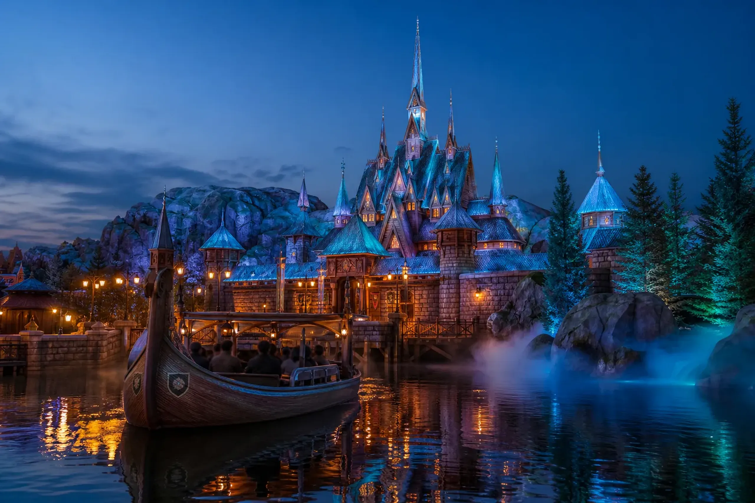 Frozen-themed Arendelle castle in the Fantasy Springs area of Tokyo DisneySea