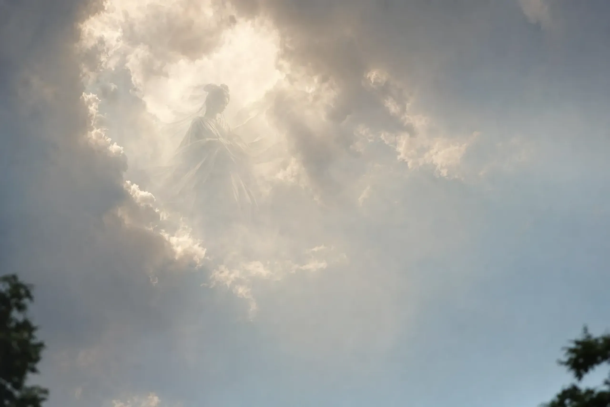 From those clouds, a beautiful heavenly maiden descended. Th