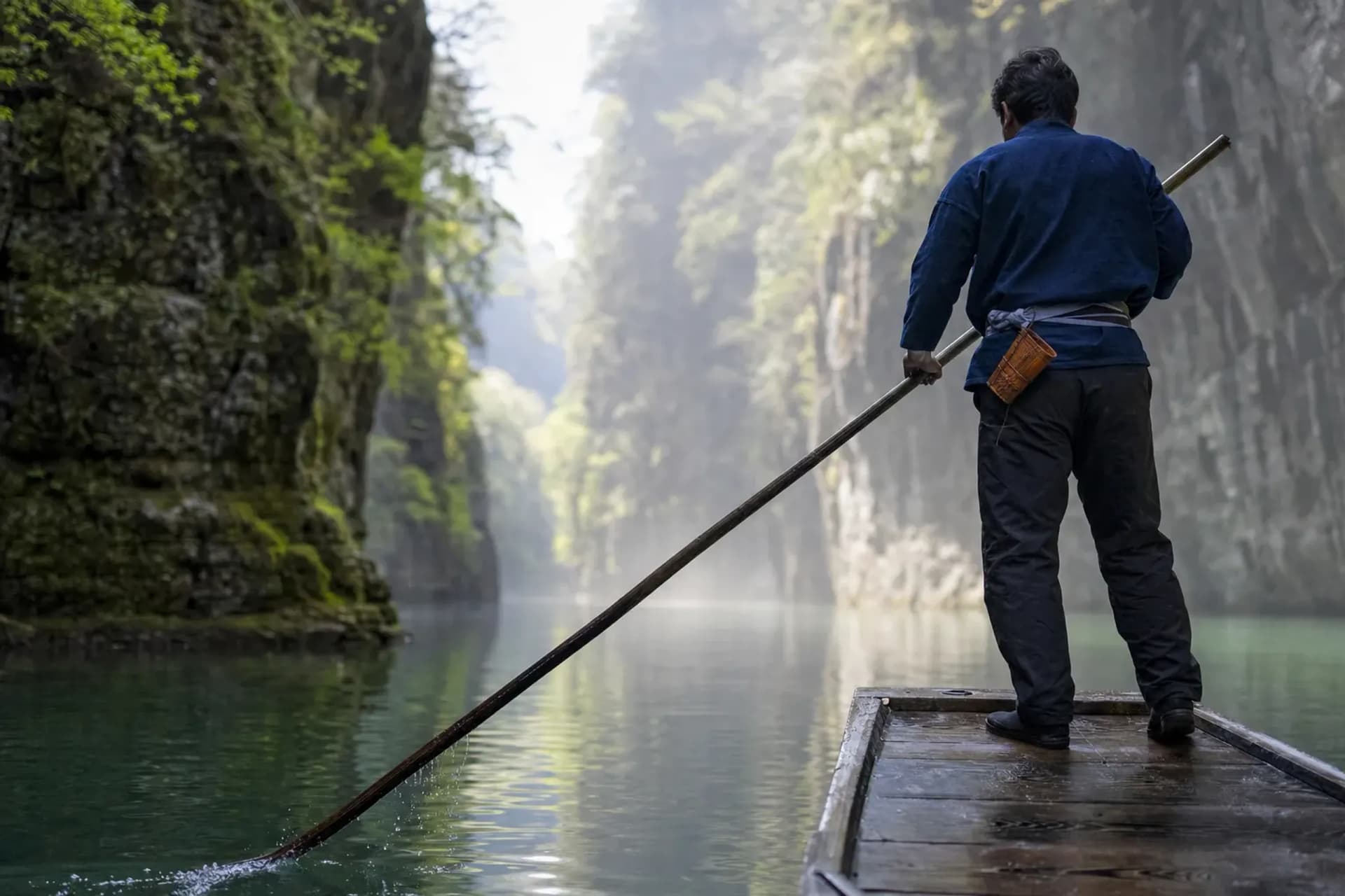 Steered by One Pole: Spring at Geibikei Gorge, Iwate