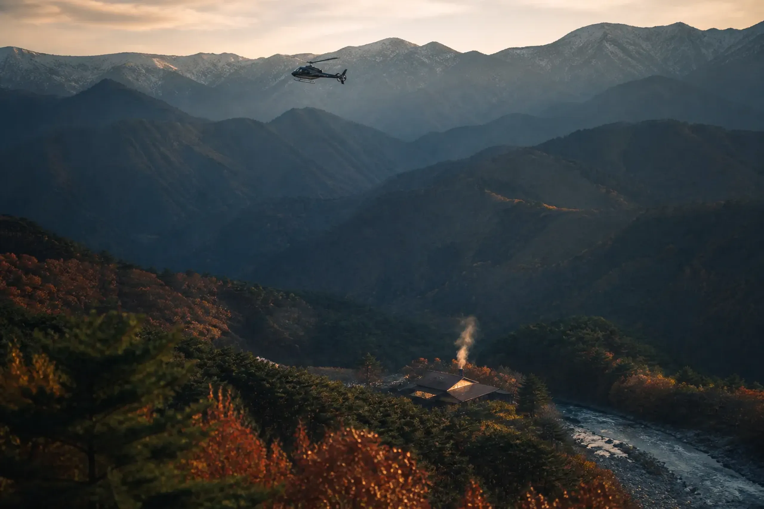 Private Helicopter Transfers and Luxury Ryokan Stays