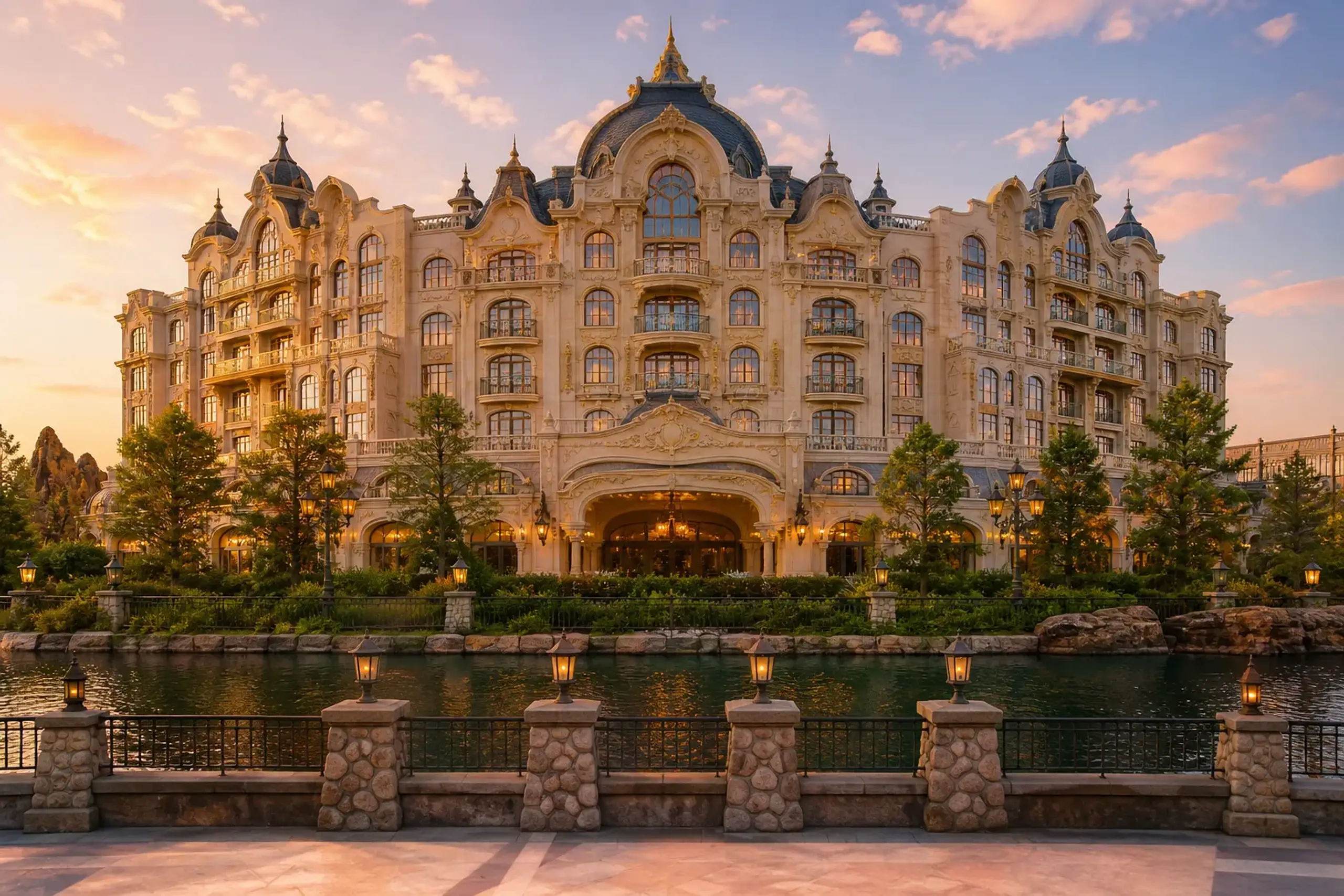 Tokyo DisneySea Fantasy Springs Hotel exterior facade in daylight