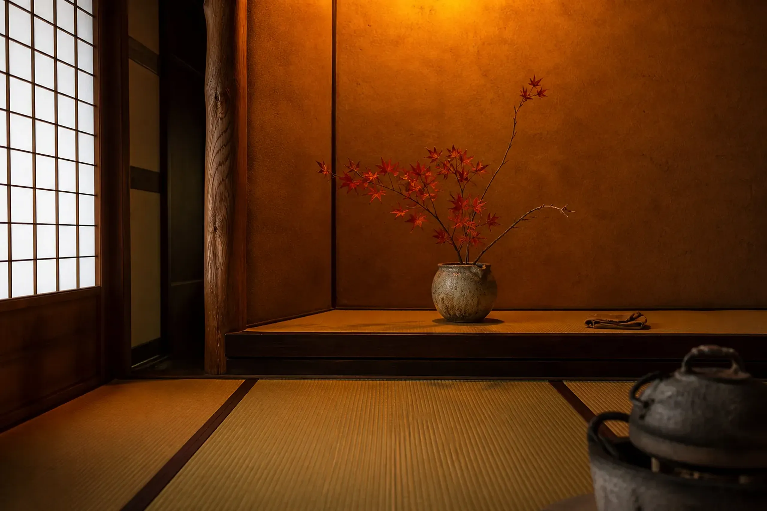 Traditional tatami room in Kyoto suitable for a tea gathering