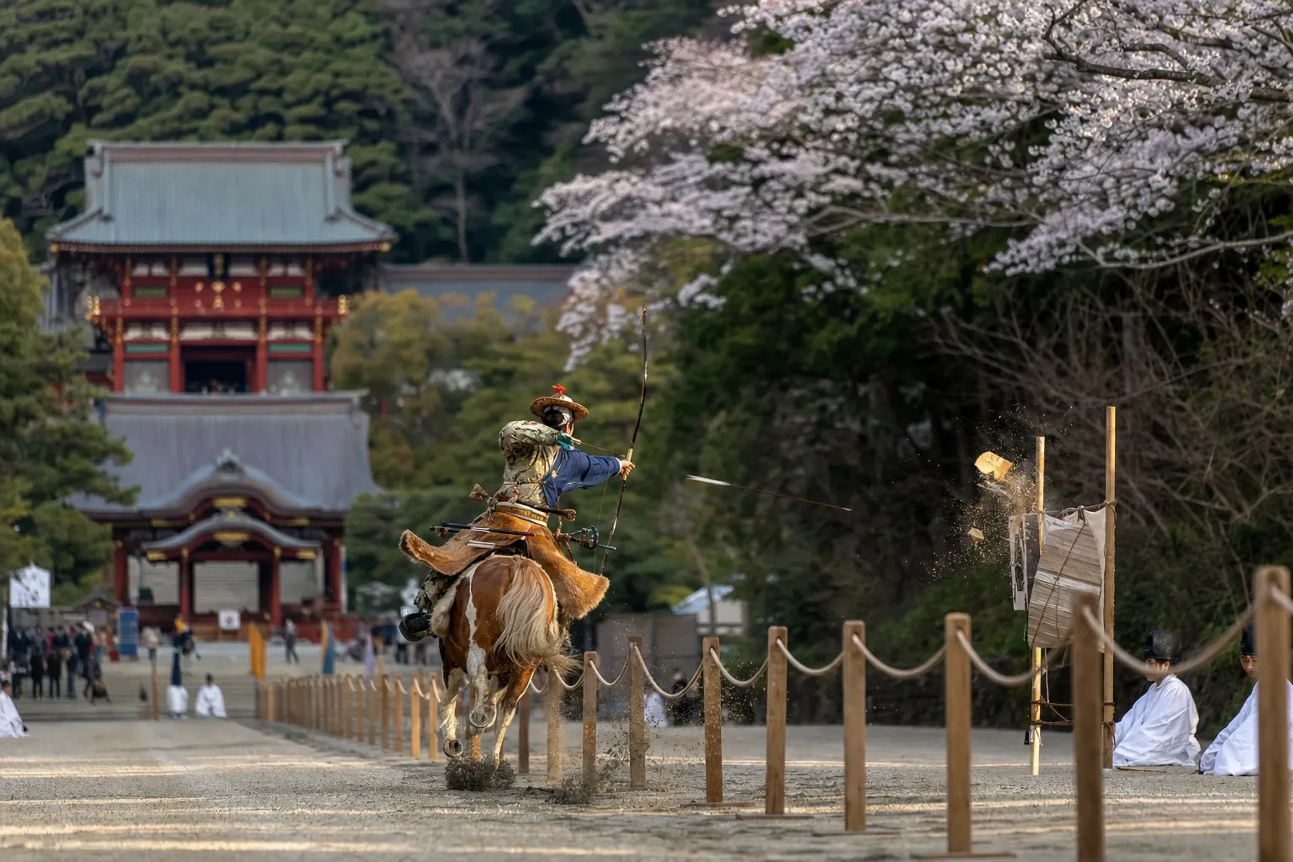 The April yabusame course is inside the Tsurugaoka Hachimang