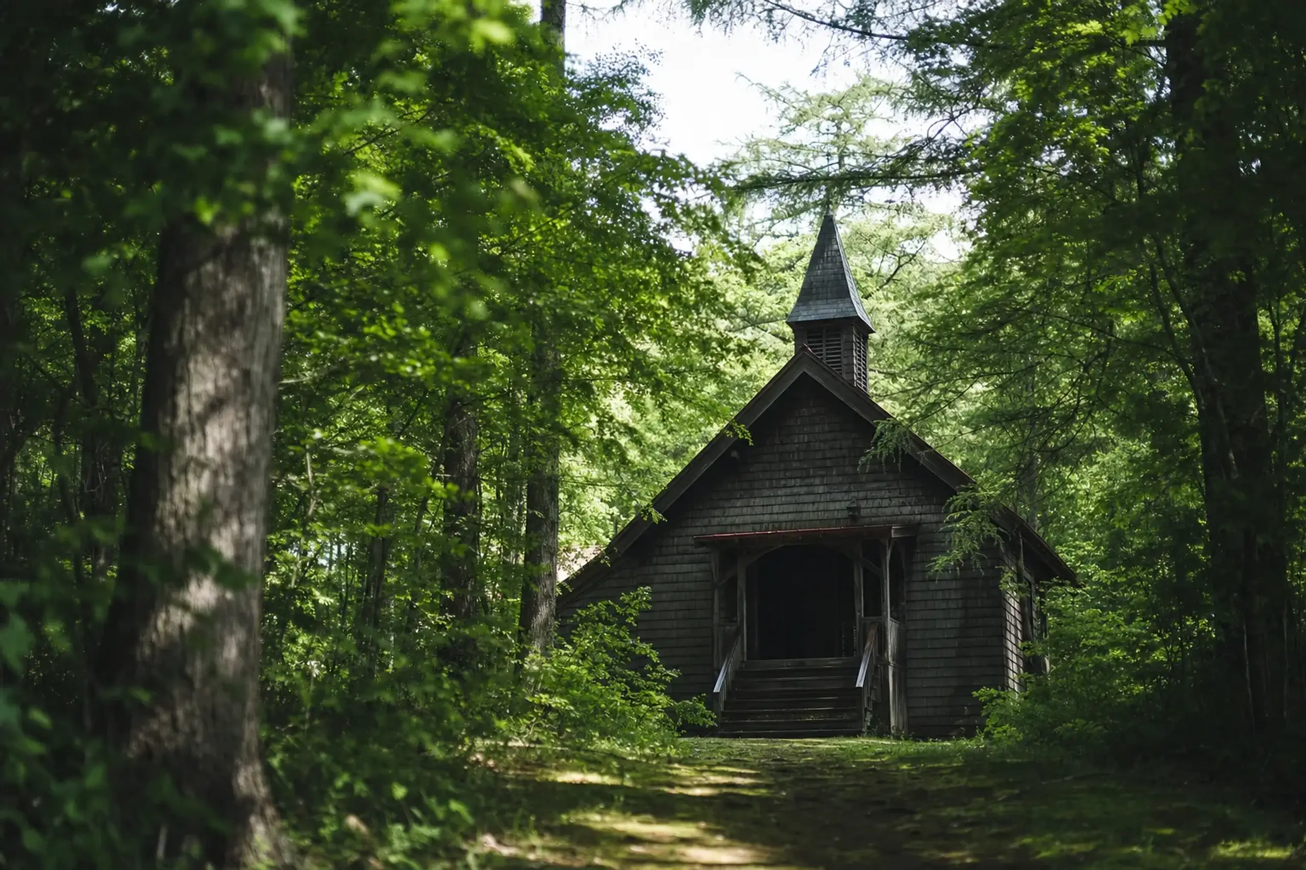 Shaw Memorial Church, the oldest church in Karuizawa built in 1895, standing in a quiet forest off Old Karuizawa Ginza street