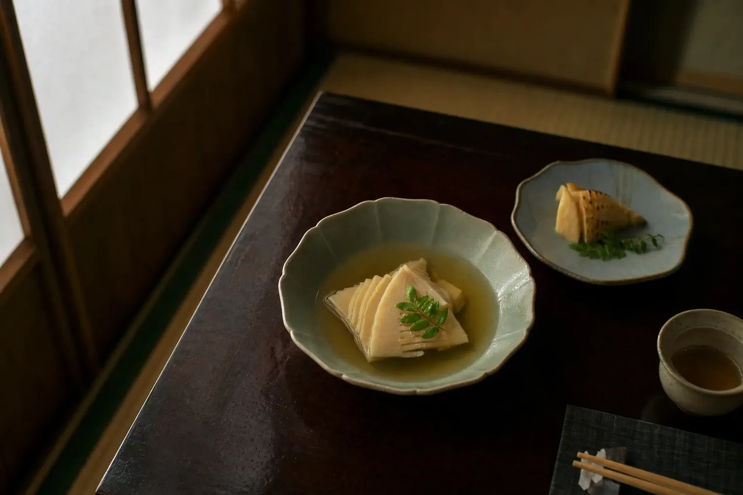 In Nagaokakyō, seasonal bamboo-shoot-course lunches appear d