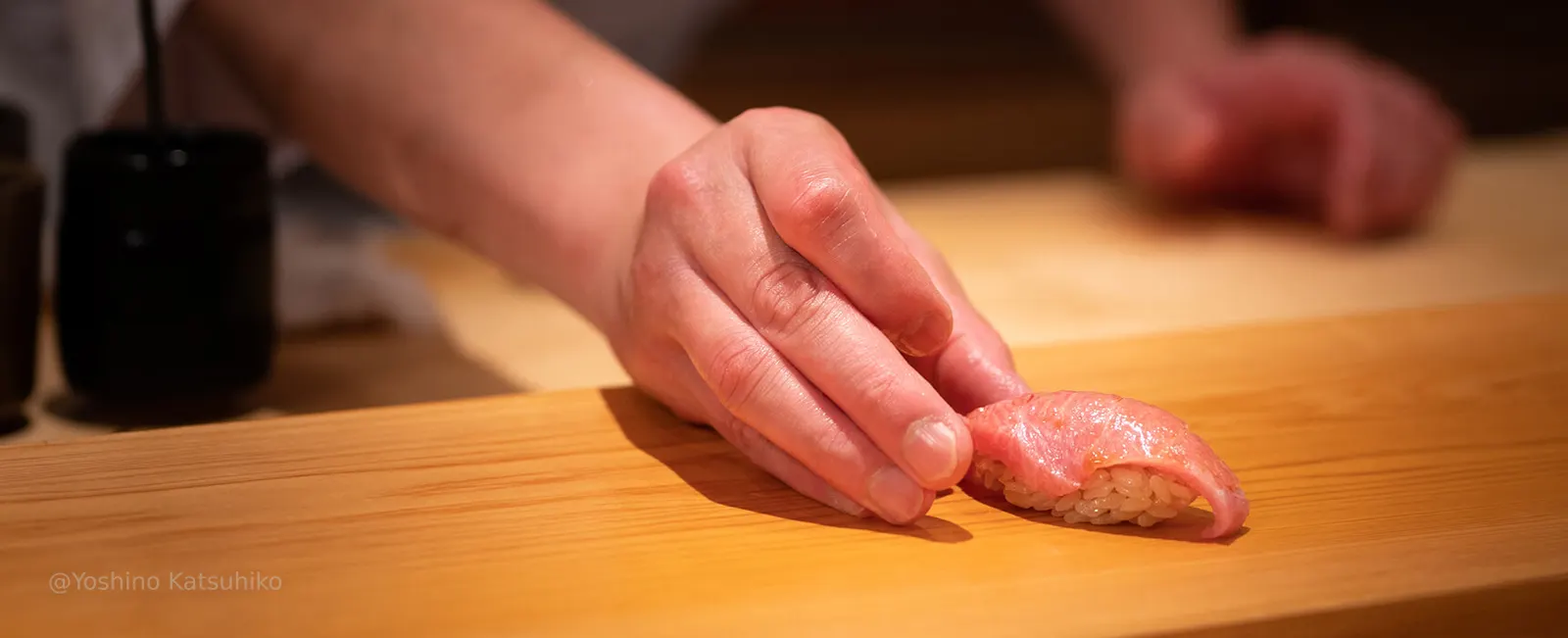 sushi sakai one sheff has made a tuna sushi