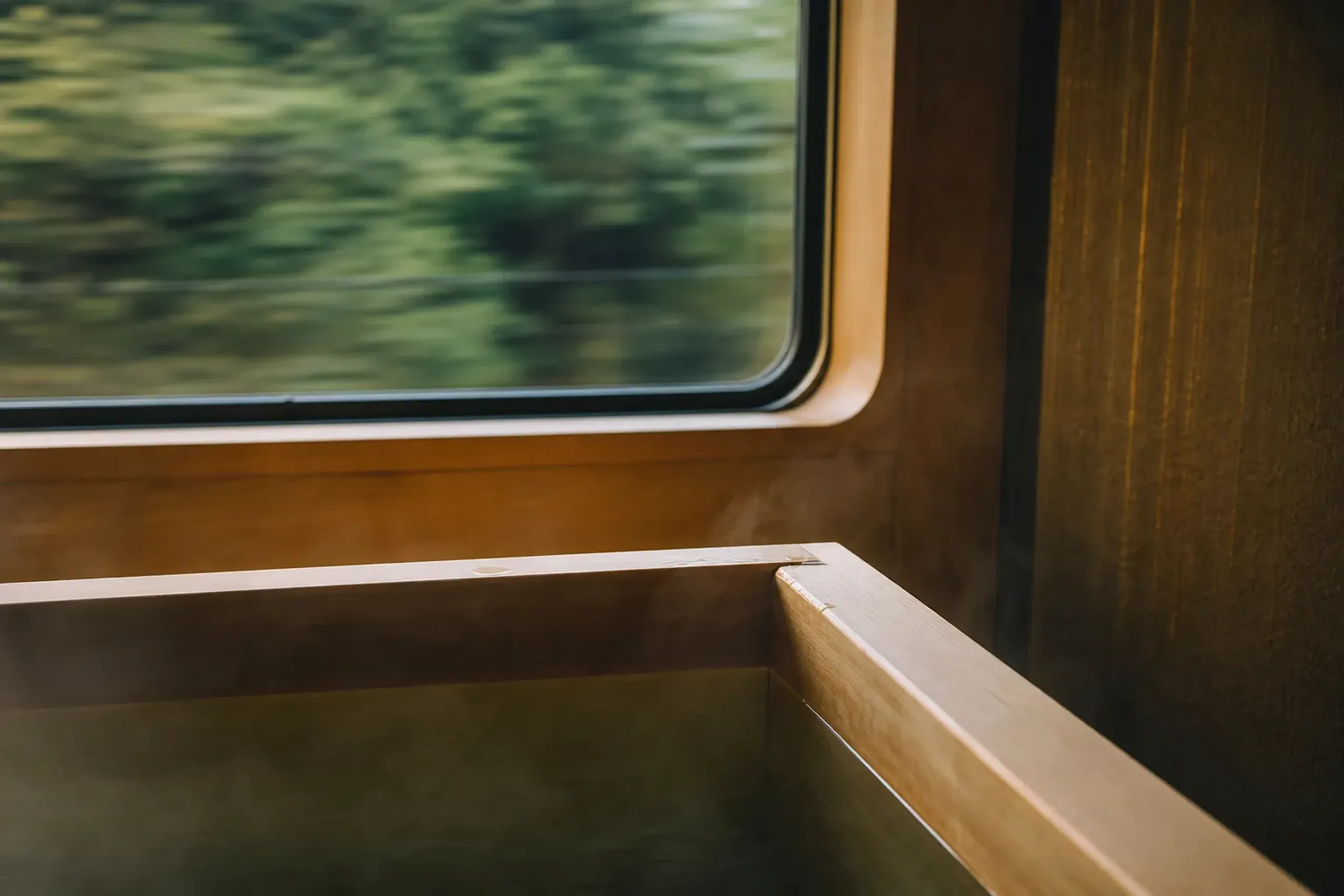 Hinoki cypress bath on Train Suite Shiki-shima with window views