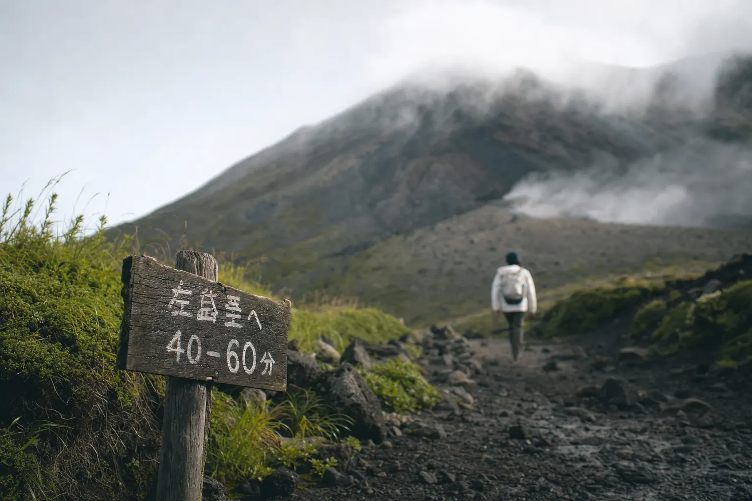 The ropeway operator's estimate for the climb is 40–60 minut