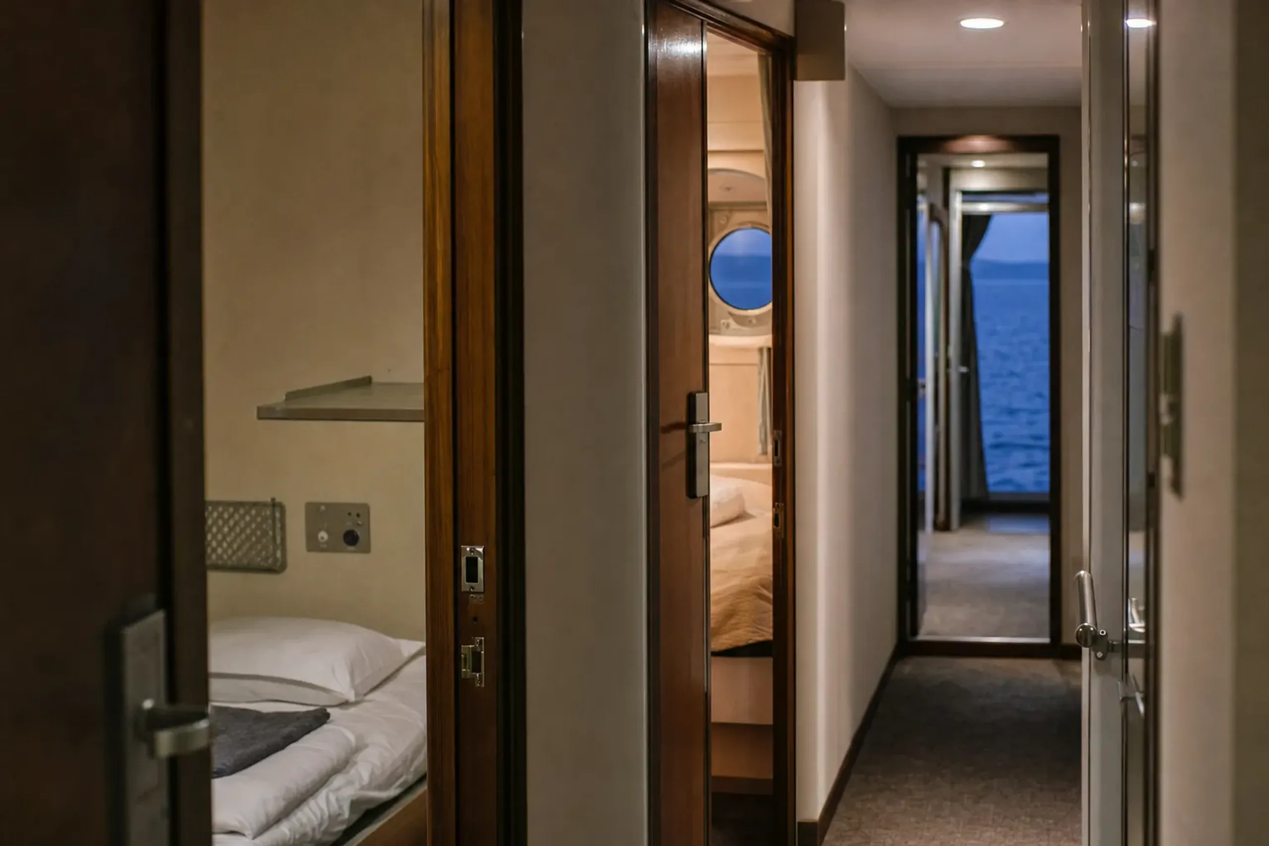 The Ogasawara Maru offers multiple cabin classes (the operat