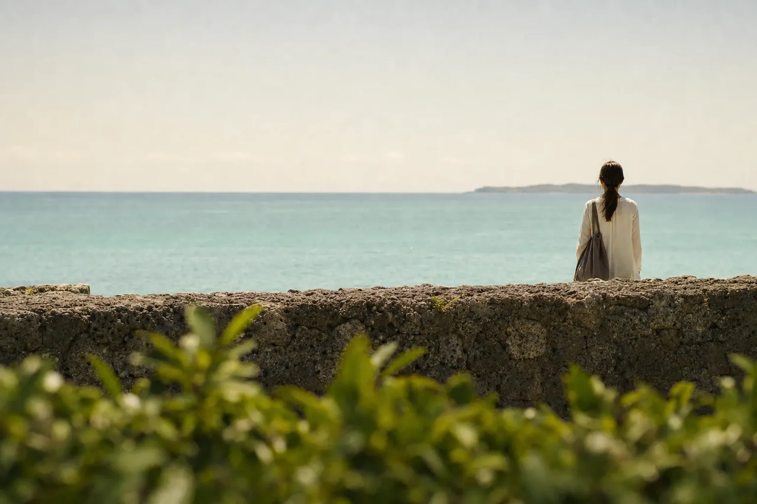 Springtime coastal viewpoint on Okinawa main island with turquoise water and quiet atmosphere