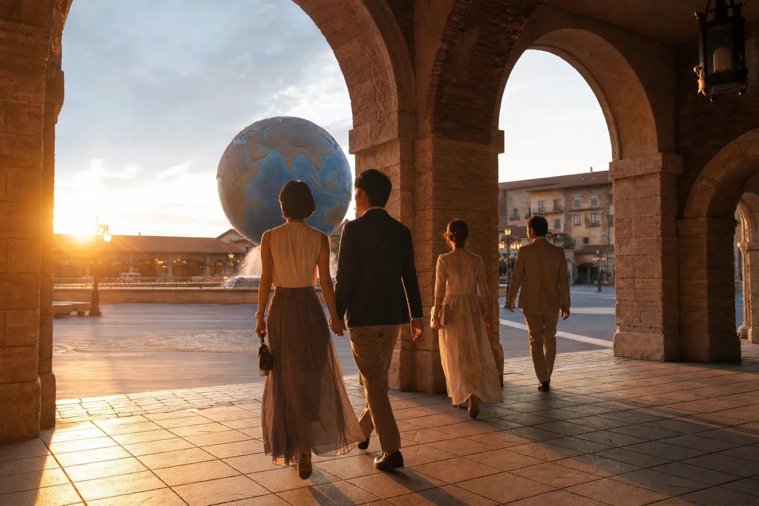 Guests entering Tokyo DisneySea in the morning at Tokyo Disney Resort