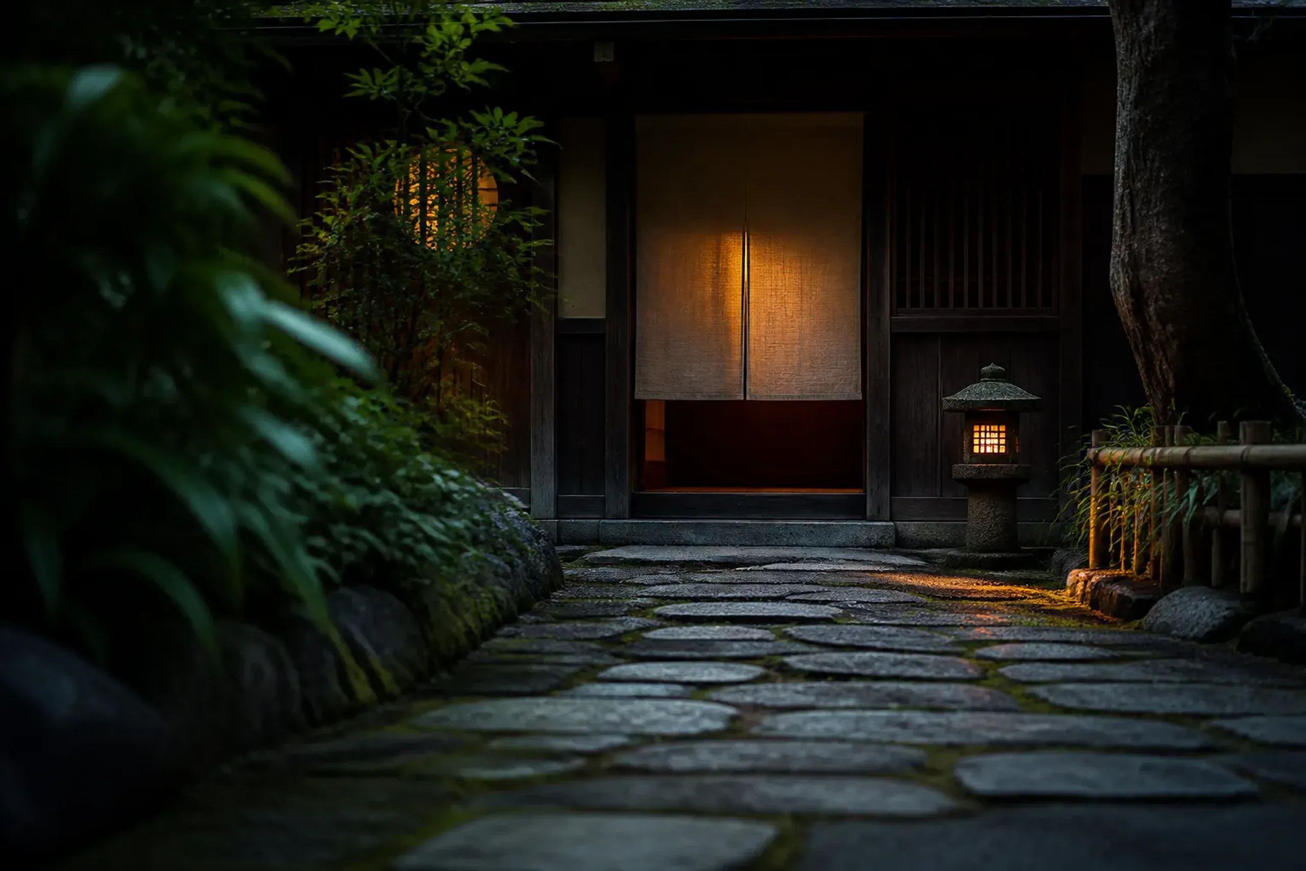 Quiet heritage hotel entrance in Kyoto's Gion district near Yasaka