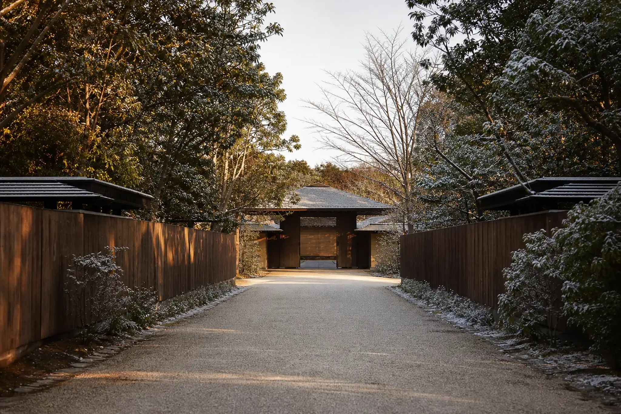 Arrival approach at Amanemu resort in Ise-Shima showing understated architecture and greenery