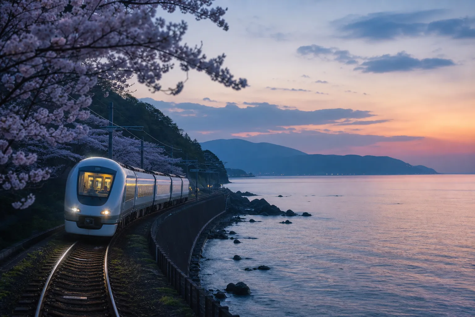 Limited express train in Wakayama on the way to Shirahama Station