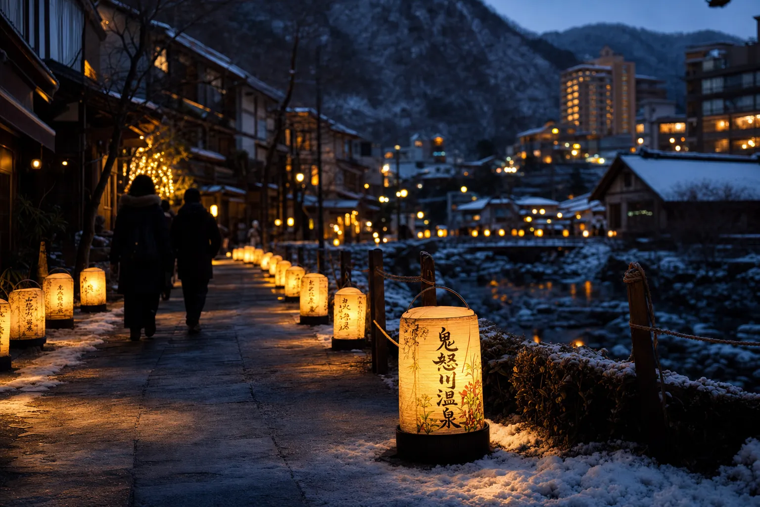 Lantern-lit winter festival atmosphere in Kinugawa Onsen, Tochigi