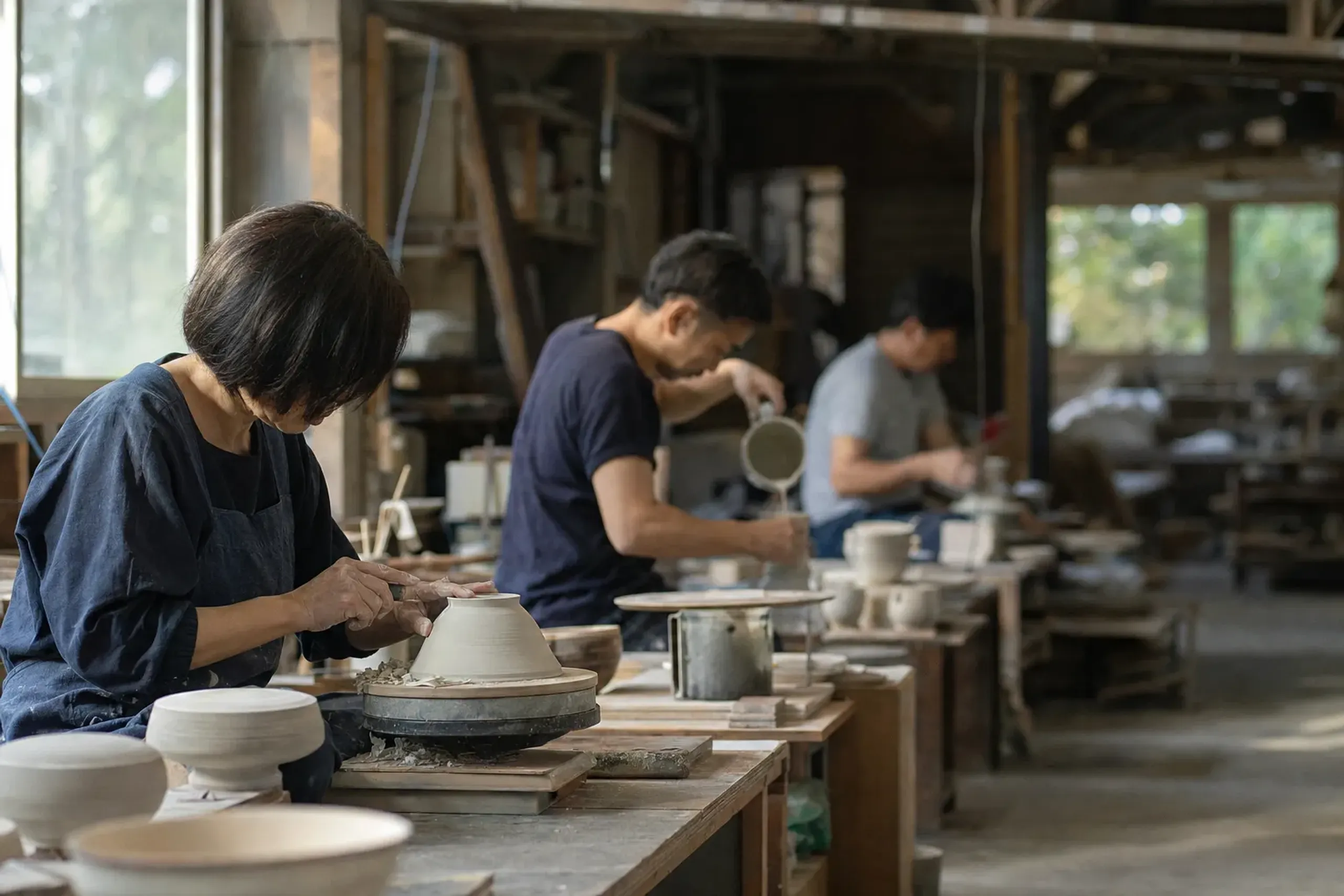 On the factory floor the division of labour is visible