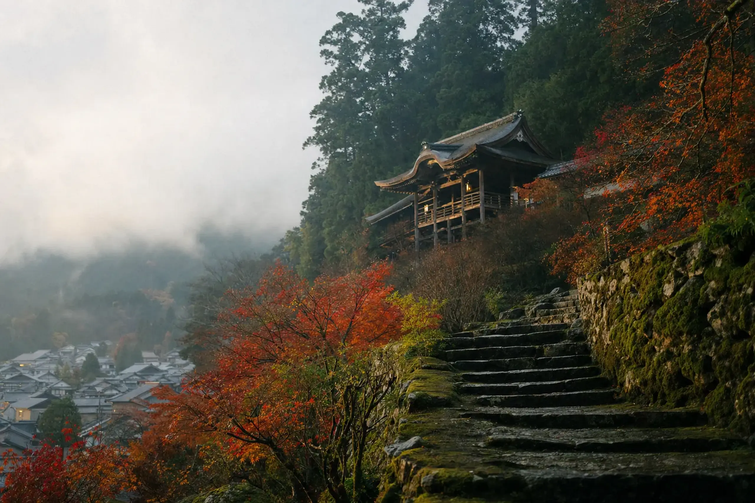 The temples sit on Terayama, the hill behind the merchant