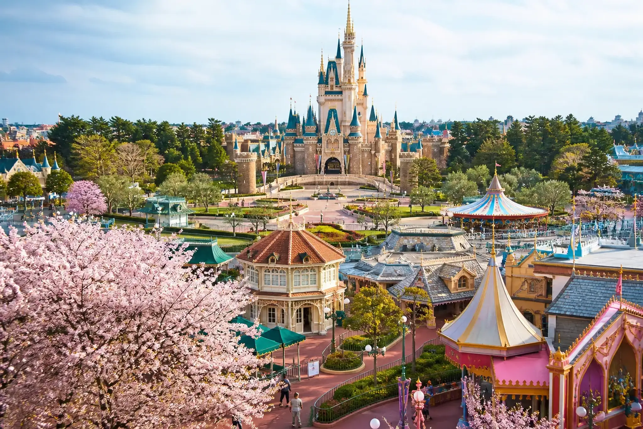 A luxury chauffeured minivan and driver at a private theme-park drop-off point