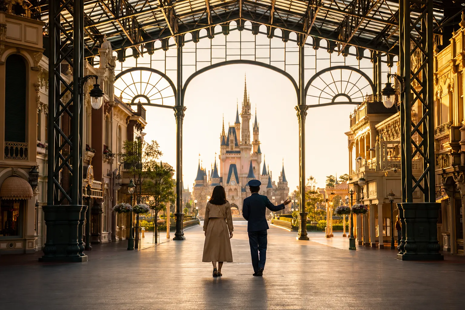 Tokyo Disneyland World Bazaar entrance area in the morning