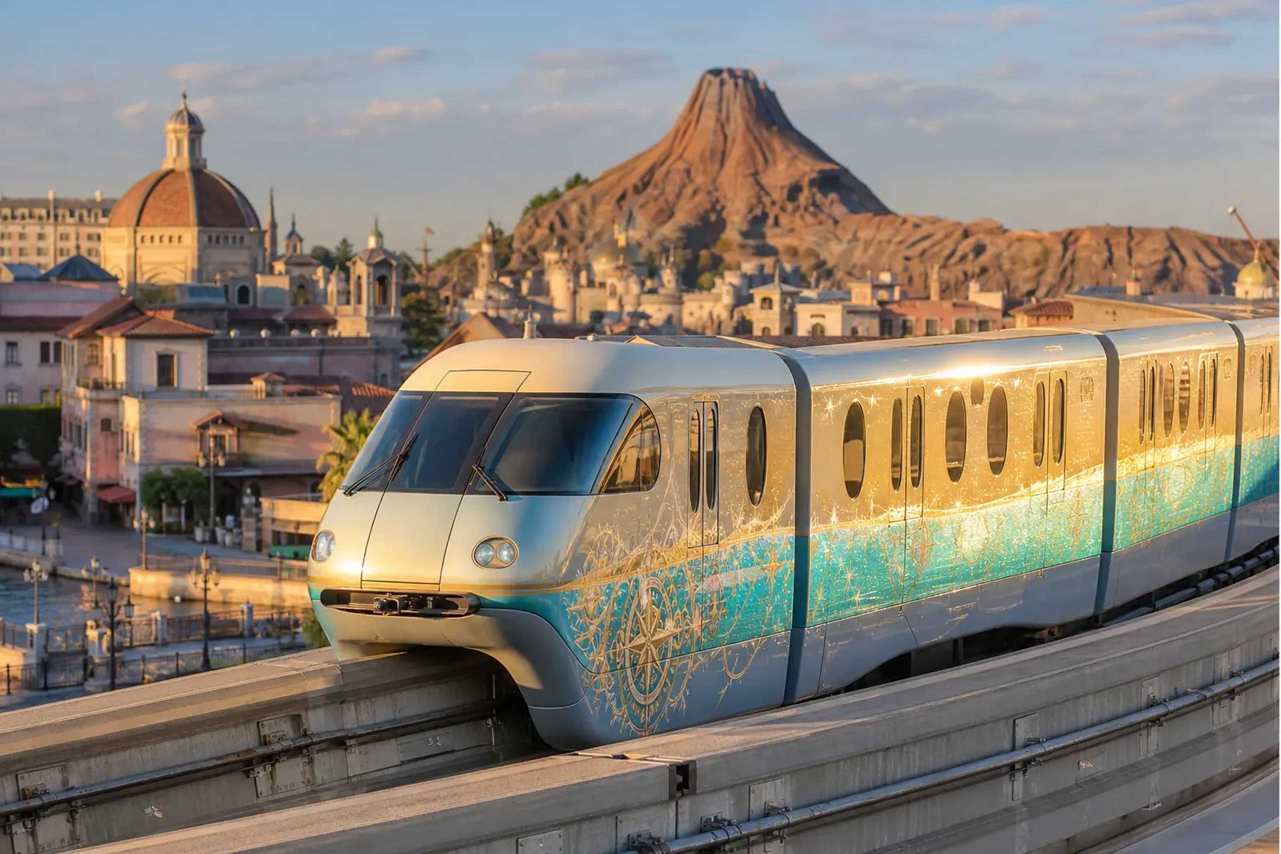 Disney Resort Line monorail at Tokyo Disney Resort marking the DisneySea 25th anniversary