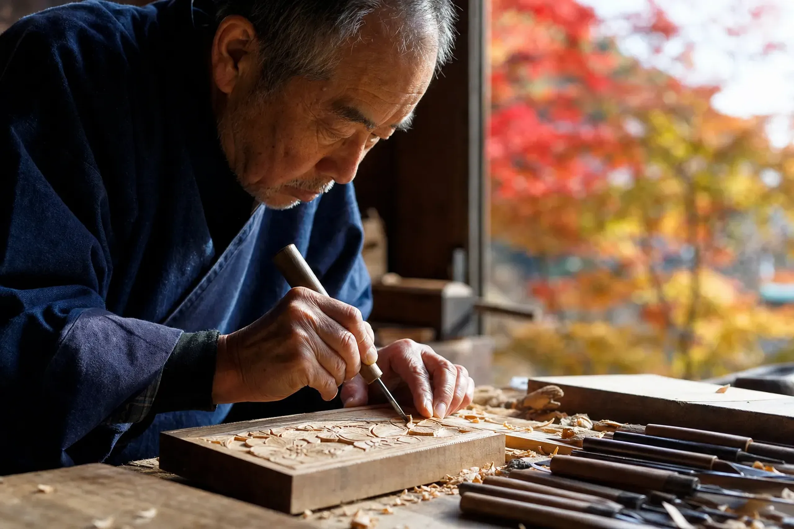 The carver is Ichihara Yoshihiro, certified as a Kagawa trad
