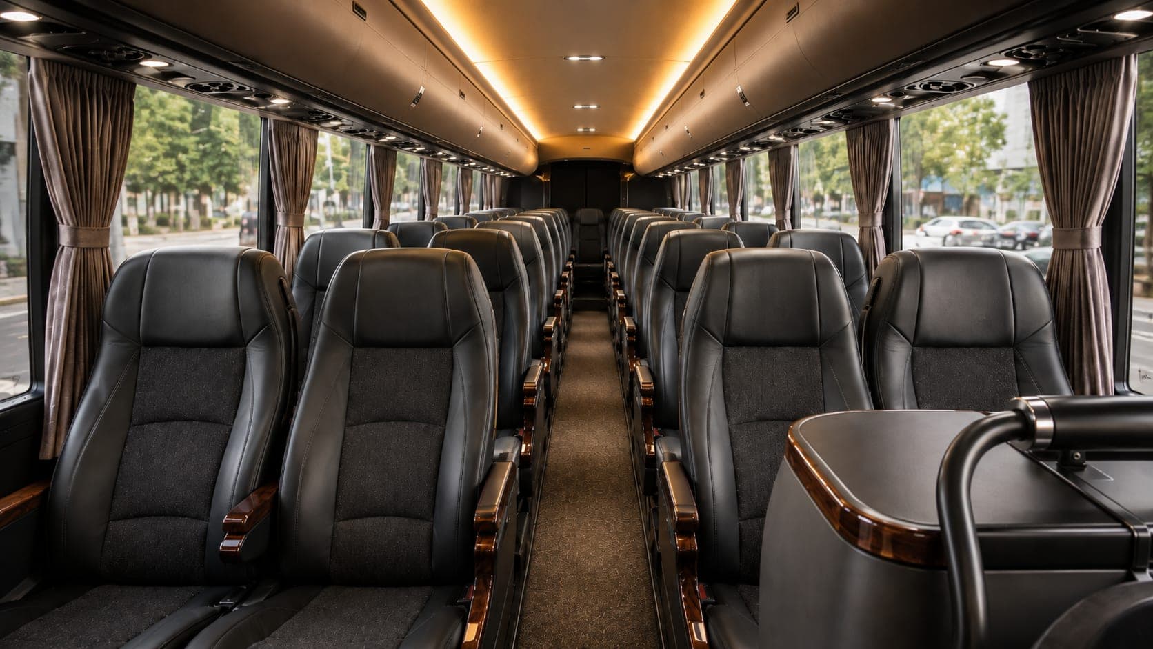 Interior view of the Grand Class Coach wide reclining rows