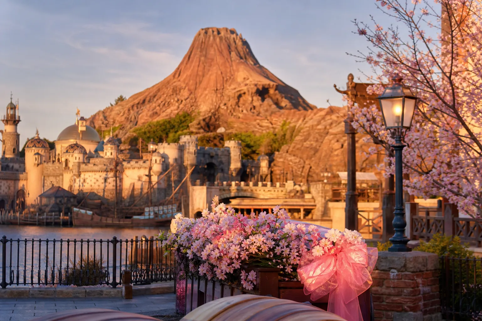 Guests waiting at Tokyo DisneySea gates early in the morning for park entry