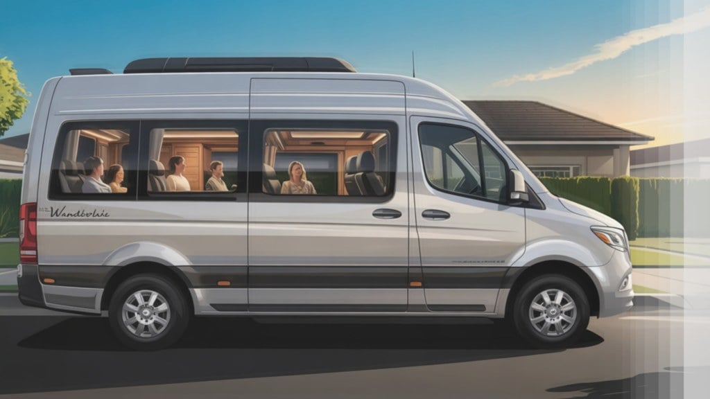 Mercedes-Benz Sprinter, spacious luxury interior, high ceiling, easy entry, VIP seating for 6-7 passengers, custom configuration up to 16 seats, plush leather captain chairs, generous aisle space, multiple large suitcases, ample luggage area, serene atmosphere, premium finishes, elegant lighting